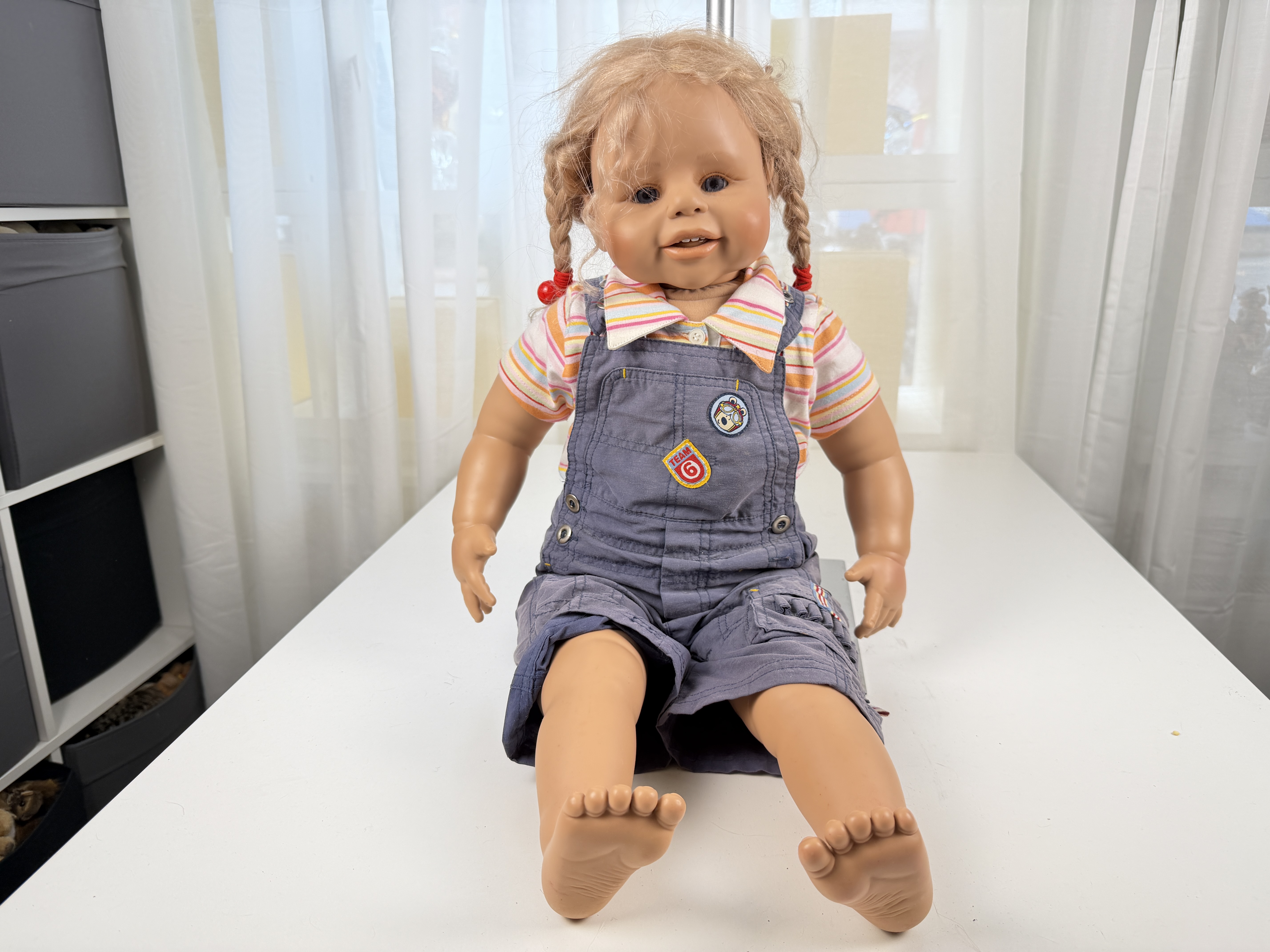 Künstlerpuppe Brigitte Leman Vinylpuppe Puppe 72 cm. Top Zustand 