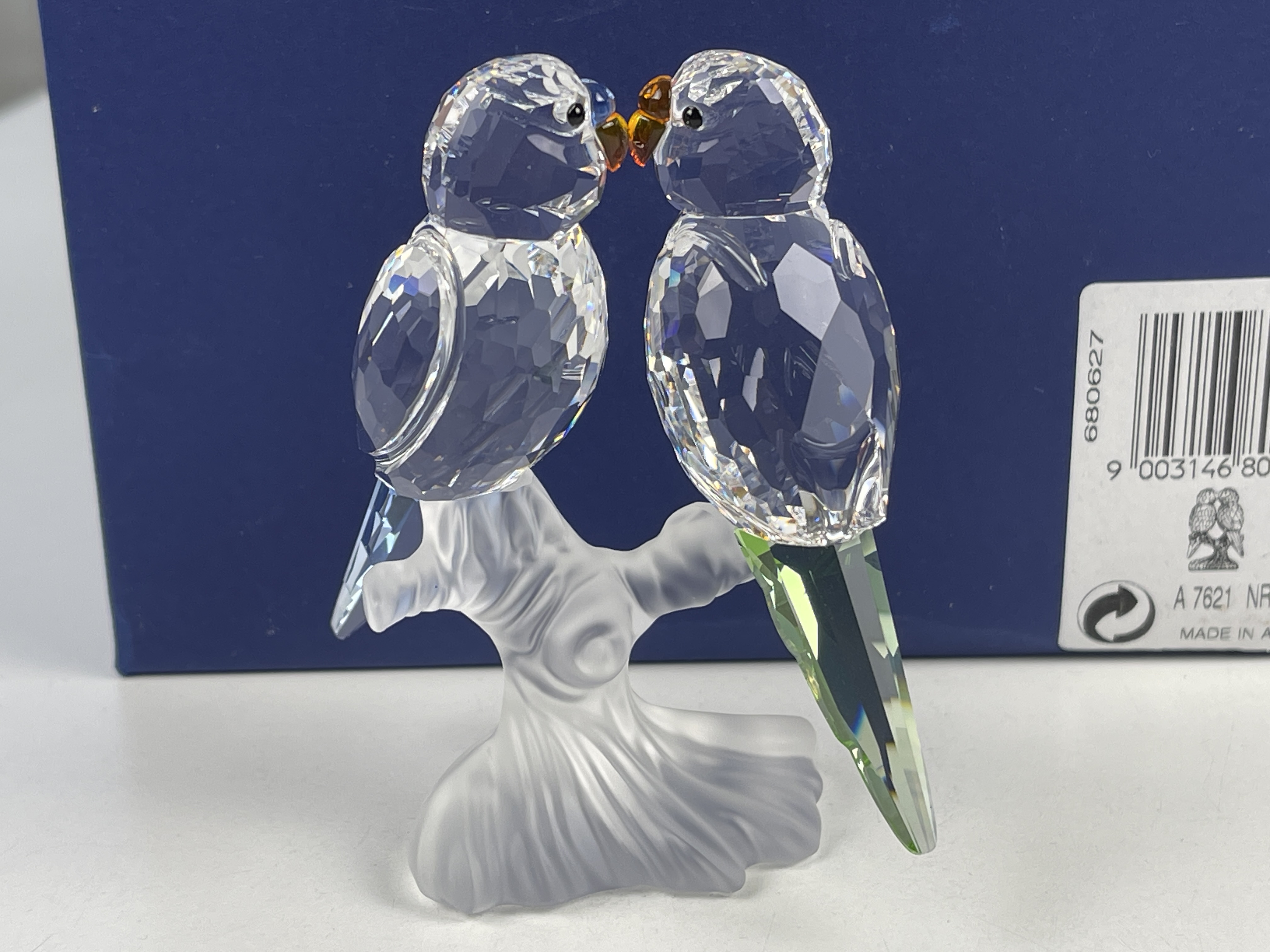 Swarovski Figur 680627 Wellensittiche 8,3 cm Inkl. Ovp Zertifikat Top Zustand  