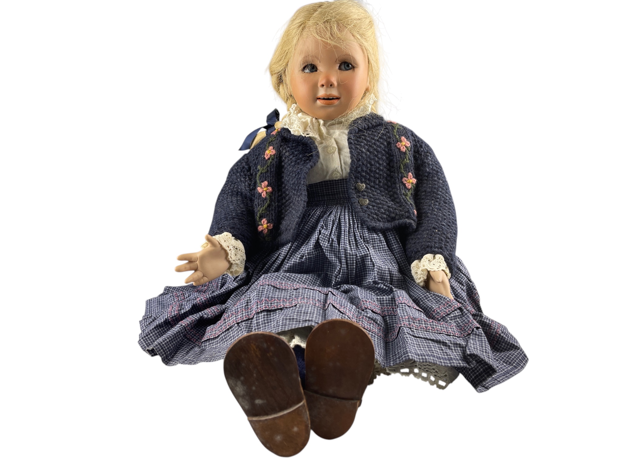 Künstlerpuppe Inge Enderle Porzellan Puppe 60 cm. Zustand siehe Fotos  