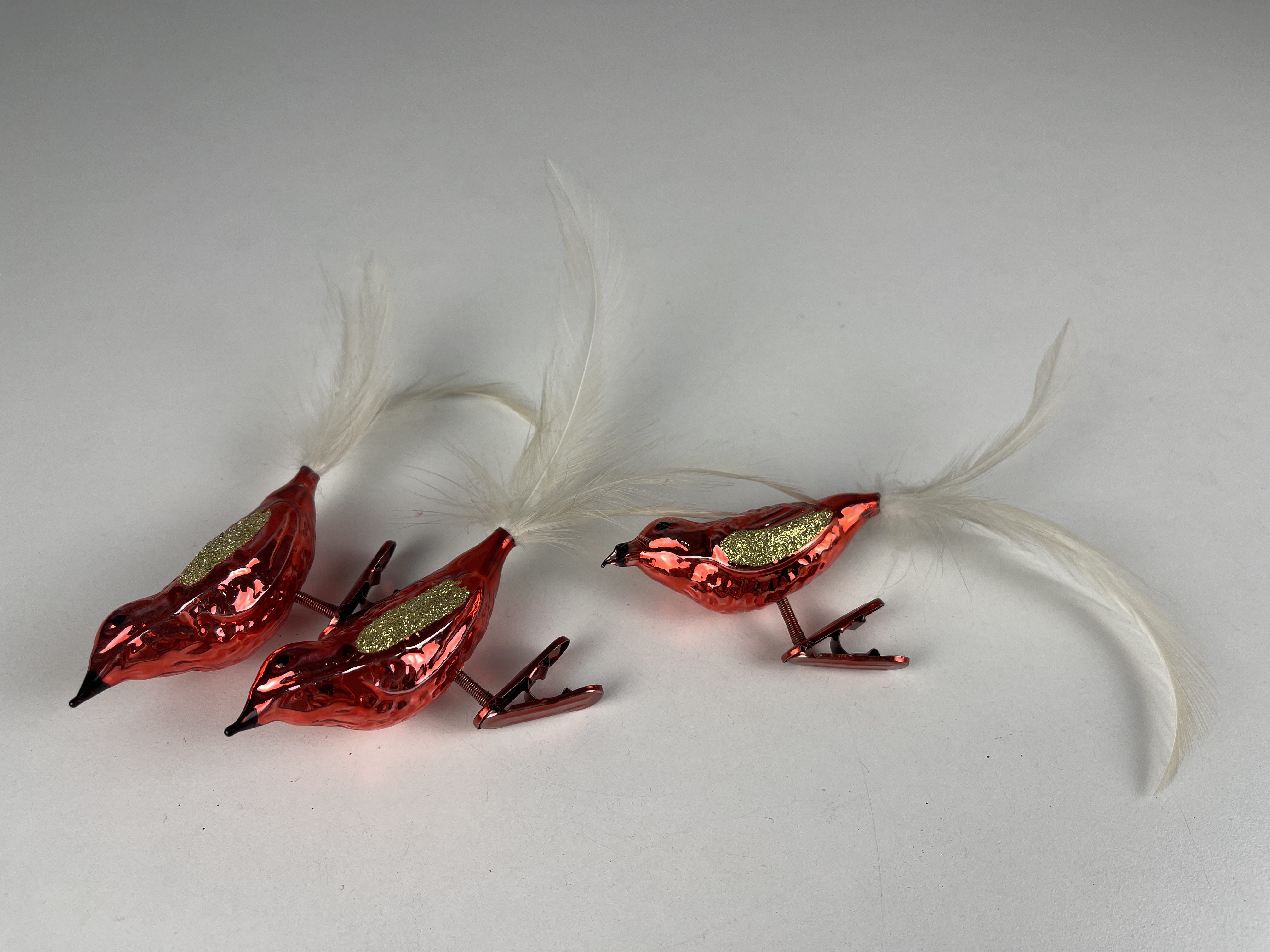 Christbaum Schmuck 3 Vögel Clips ca. 8 cm - Zustand siehe Fotos