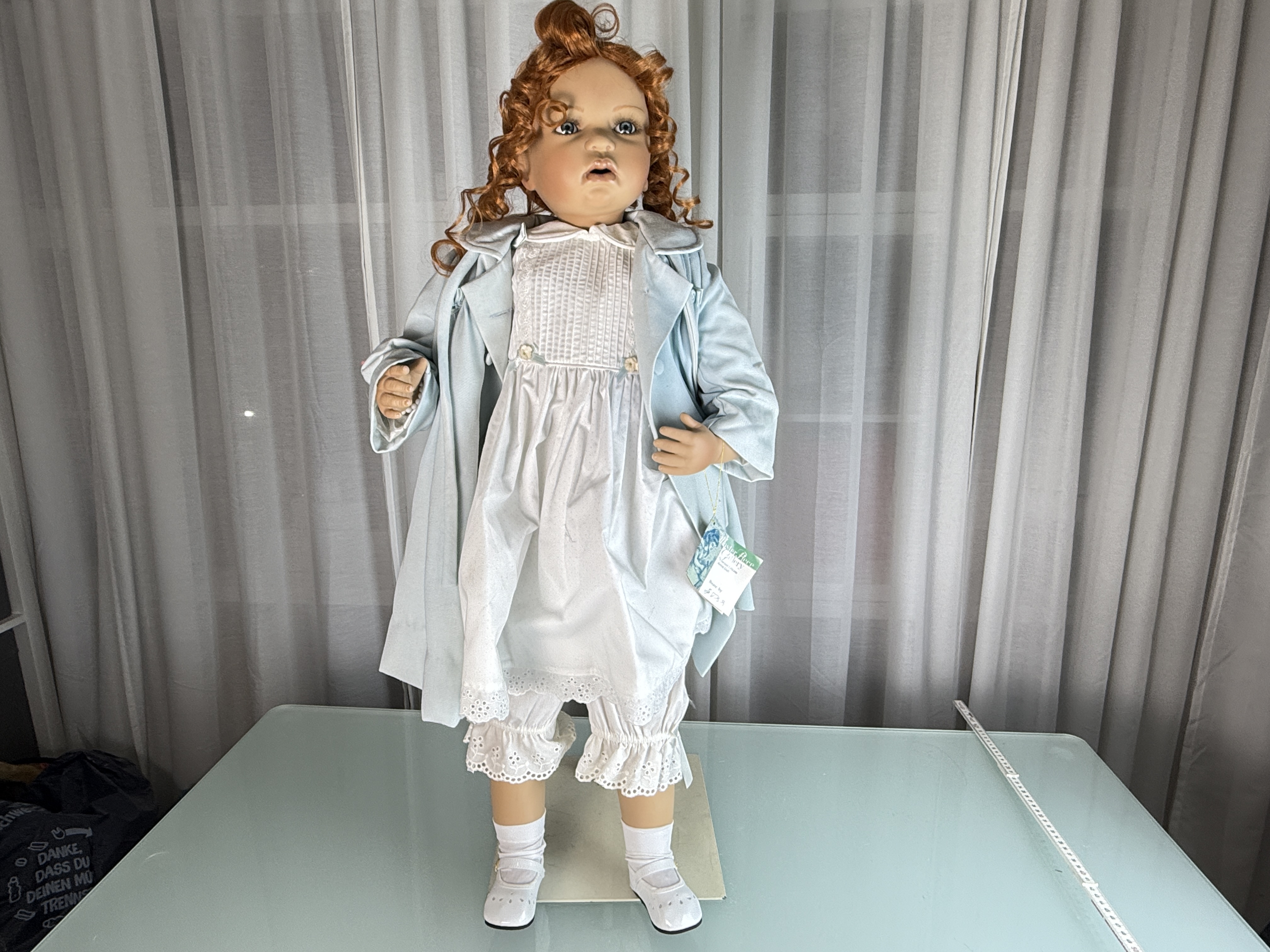 Künstlerpuppe Inge Tenbusch Porzellan Puppe 84 cm. Top Zustand. 