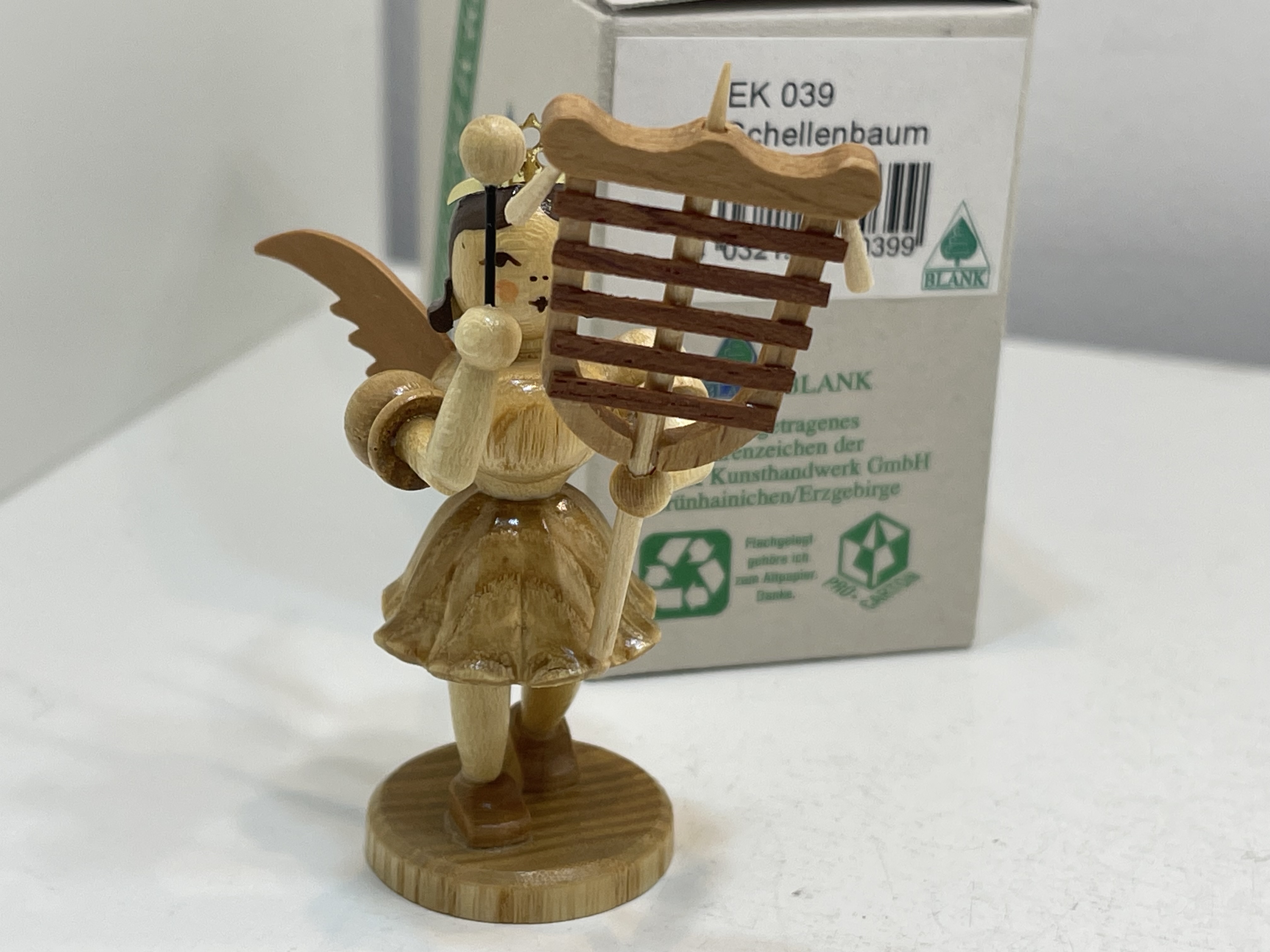 Erzgebirge Blank Figur Engel 7,4 cm. + OVP Top Zustand    