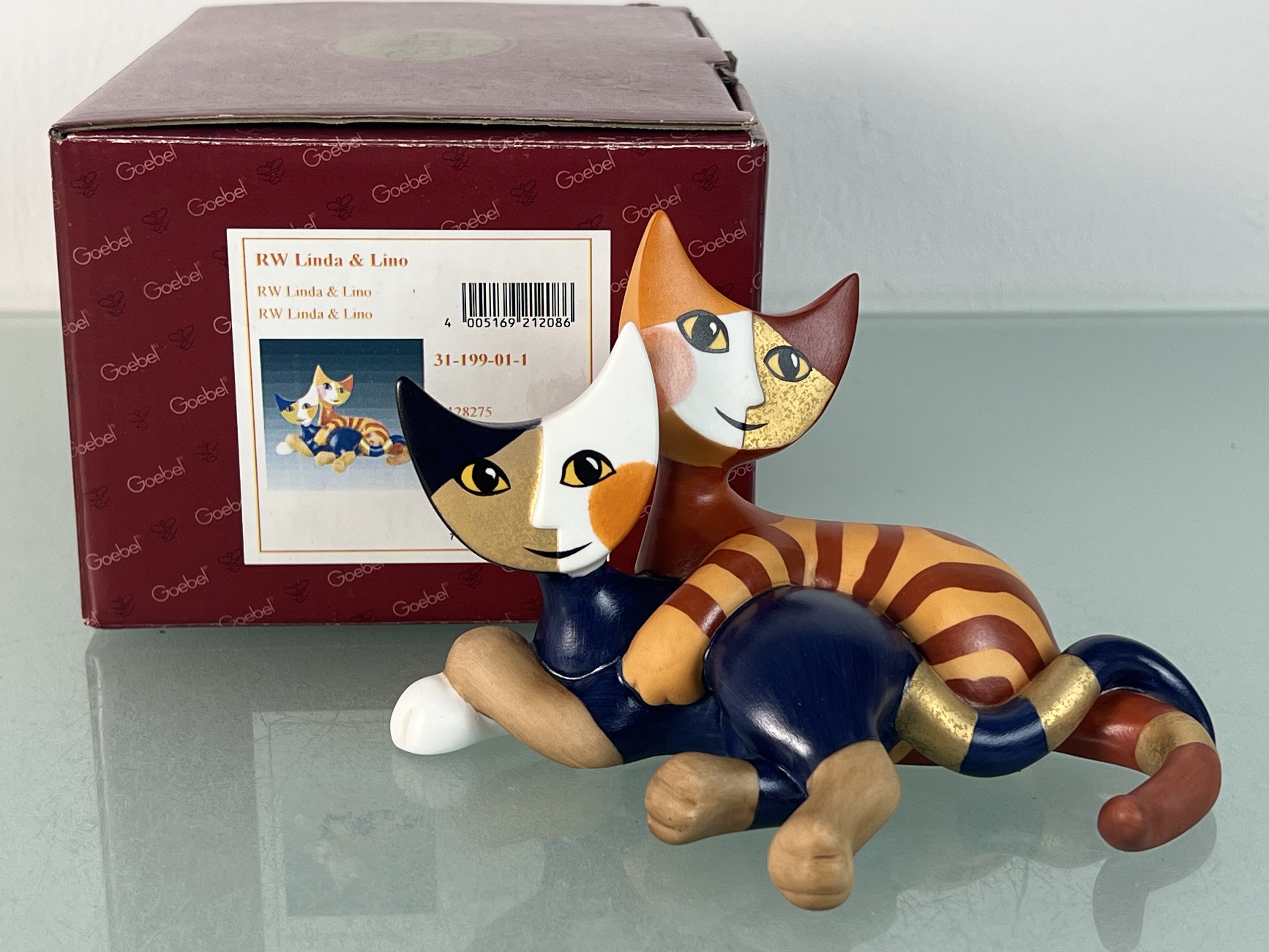 Goebel Figur 31-199-01-1 Linda & Lino Rosina Wachtmeister Katze. 9 cm 1 Wahl. Mit OVP in Top Zustand