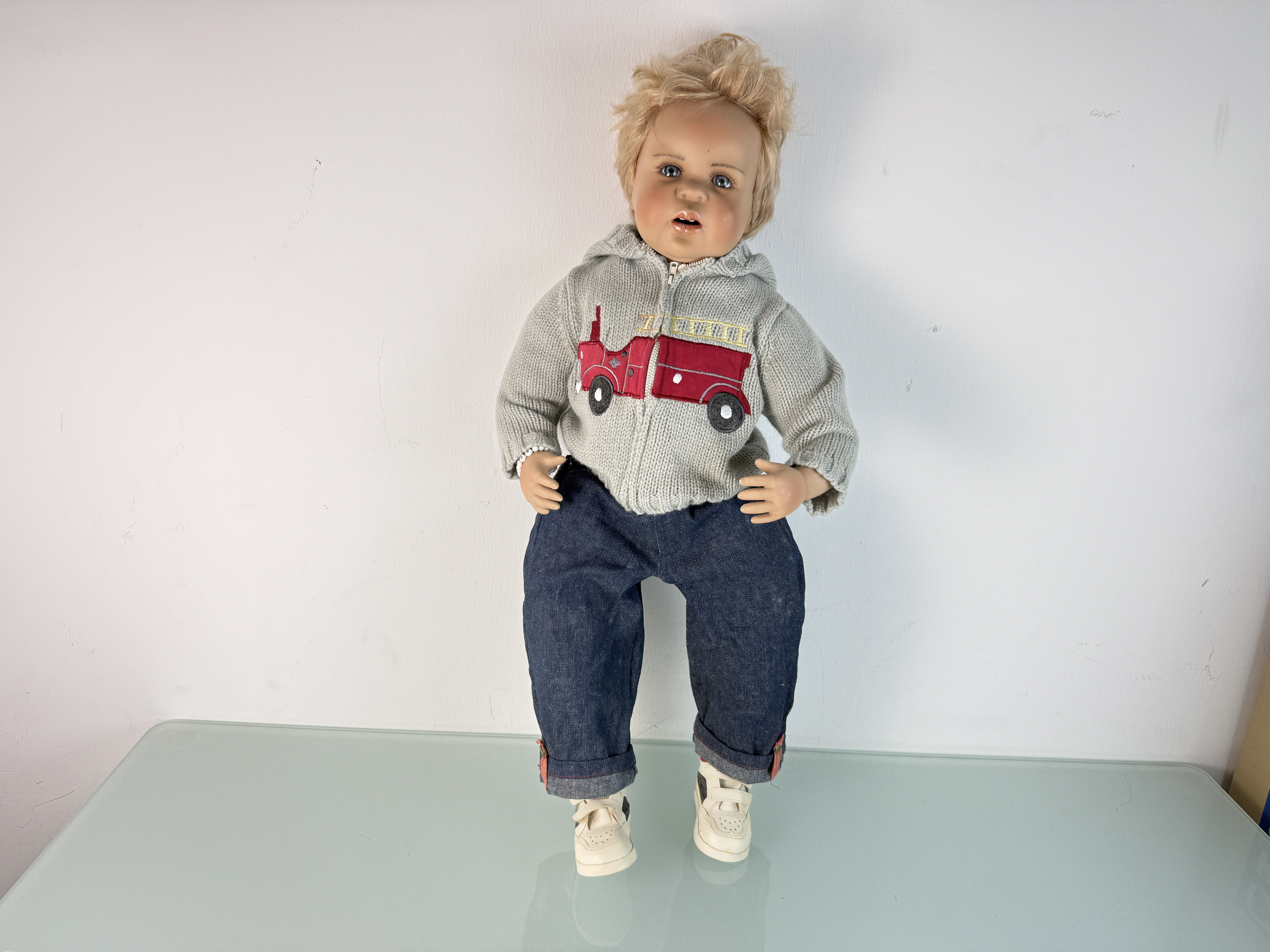 Künstlerpuppe Inge Tenbusch Porzellan Puppe 70 cm. Top Zustand. 