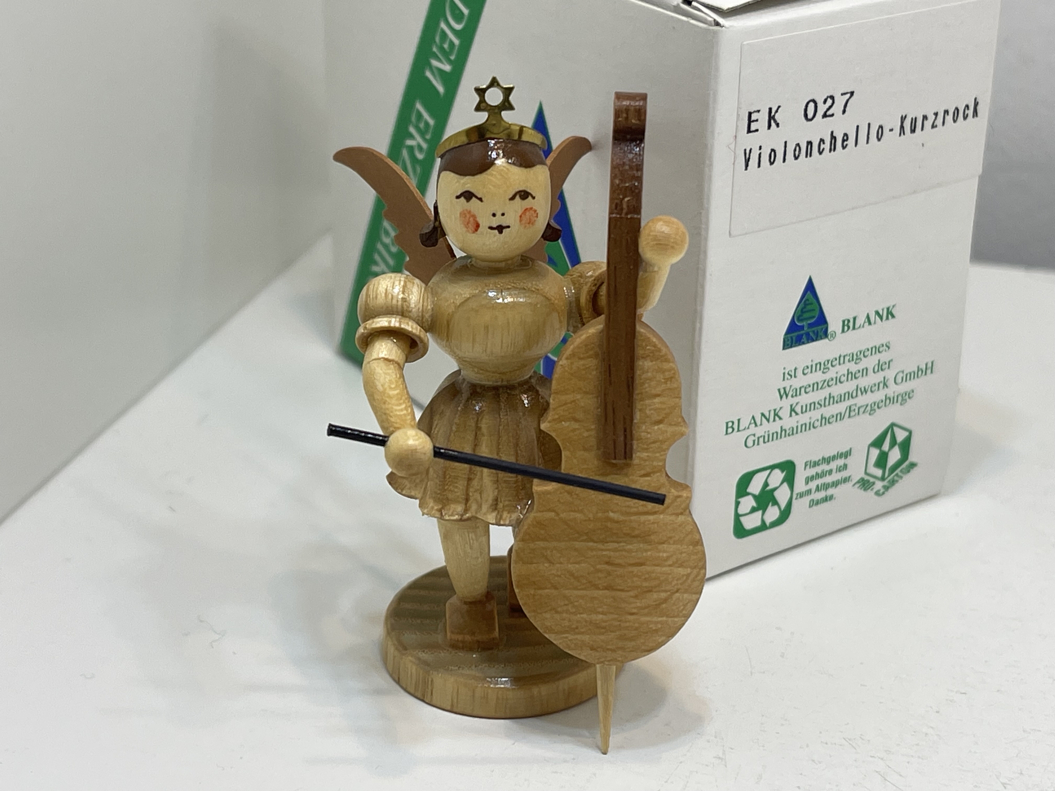 Erzgebirge Blank Figur Engel 6,8 cm. + OVP Top Zustand    