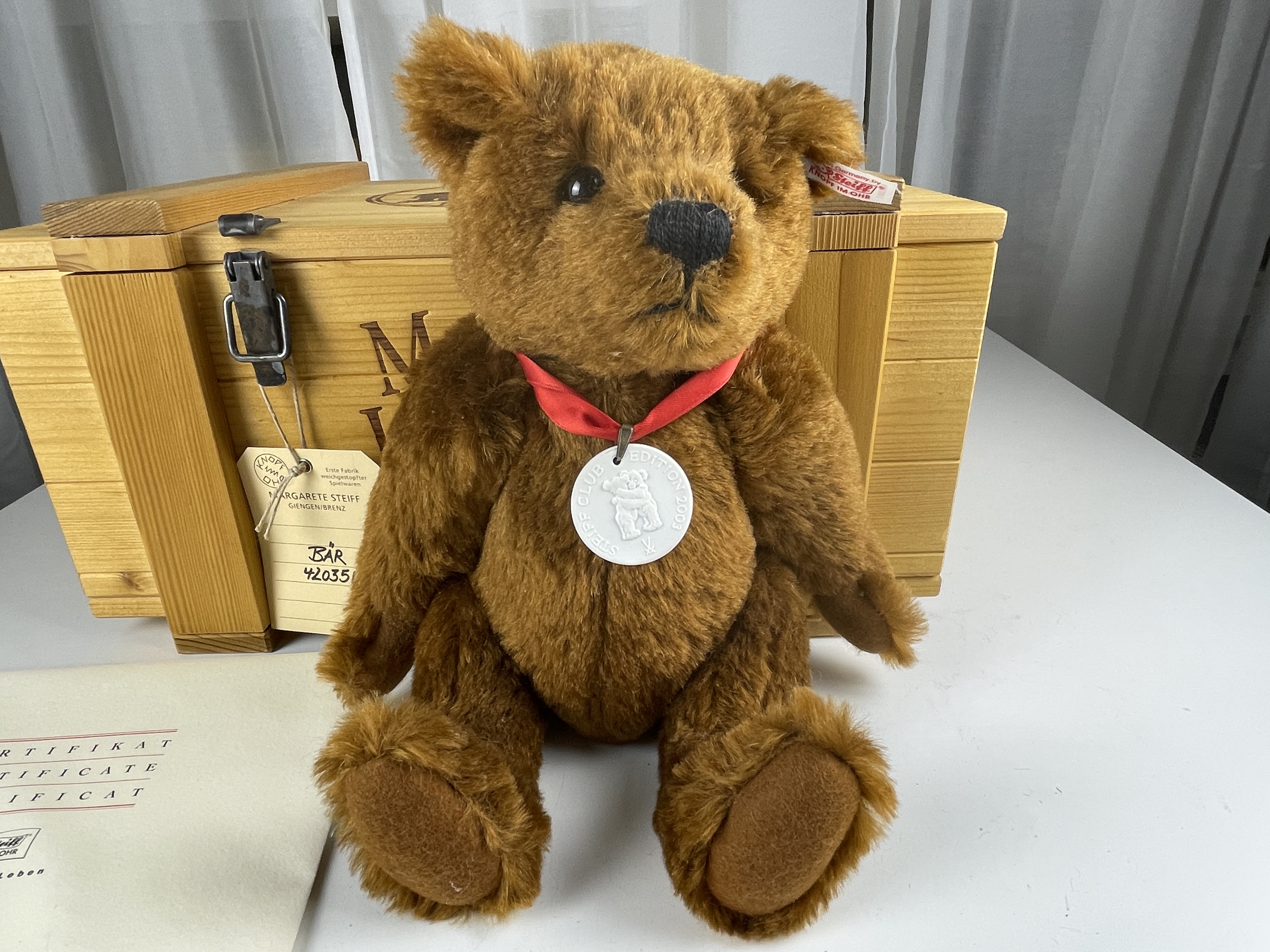 Steiff Tier 420351 Messe Leipzig Teddy Bär 28 cm. Zustand siehe Fotos