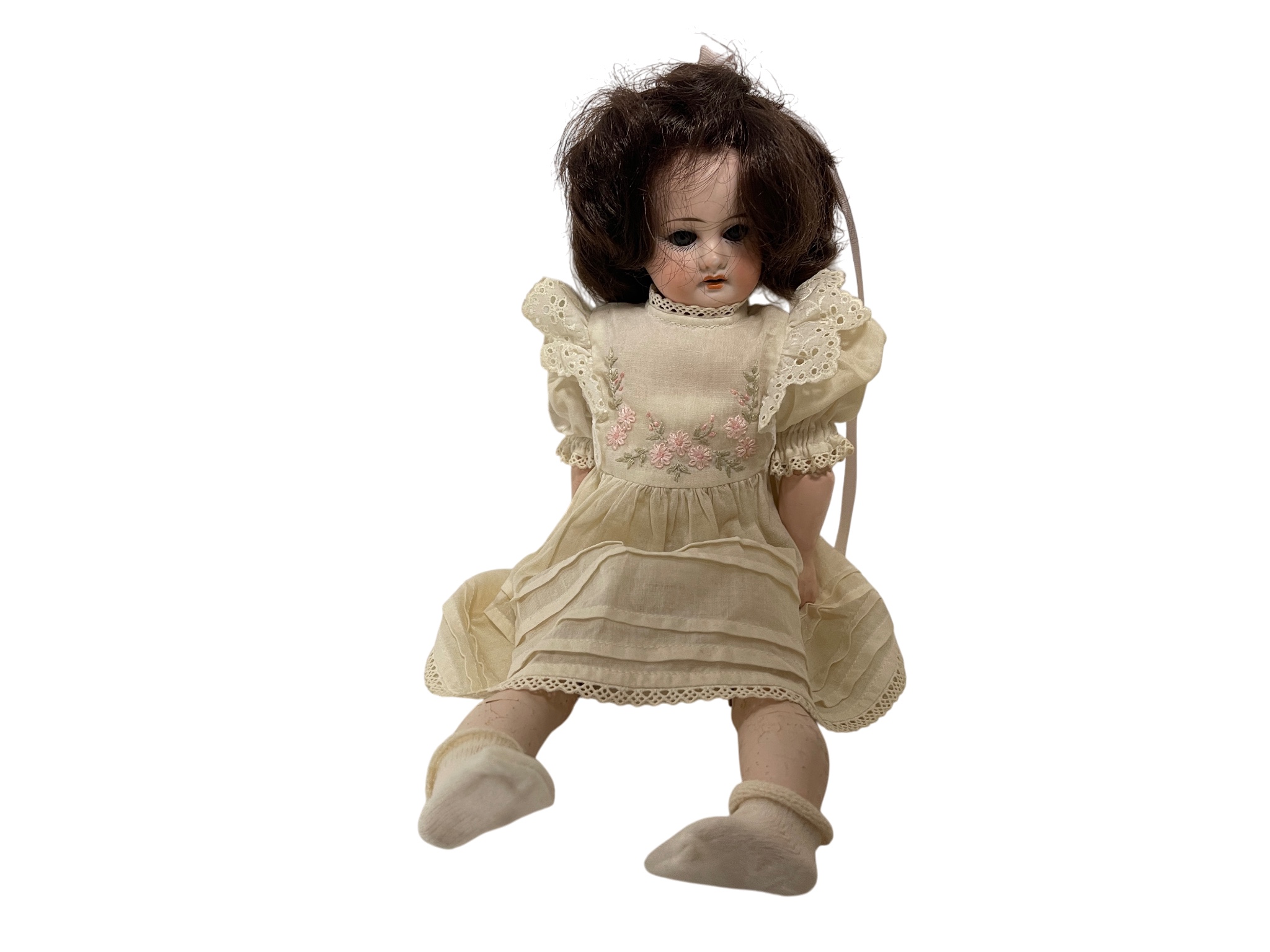 Alte Puppe Sammler Porzellankopf Puppe 34 cm. Zustand siehe Fotos 