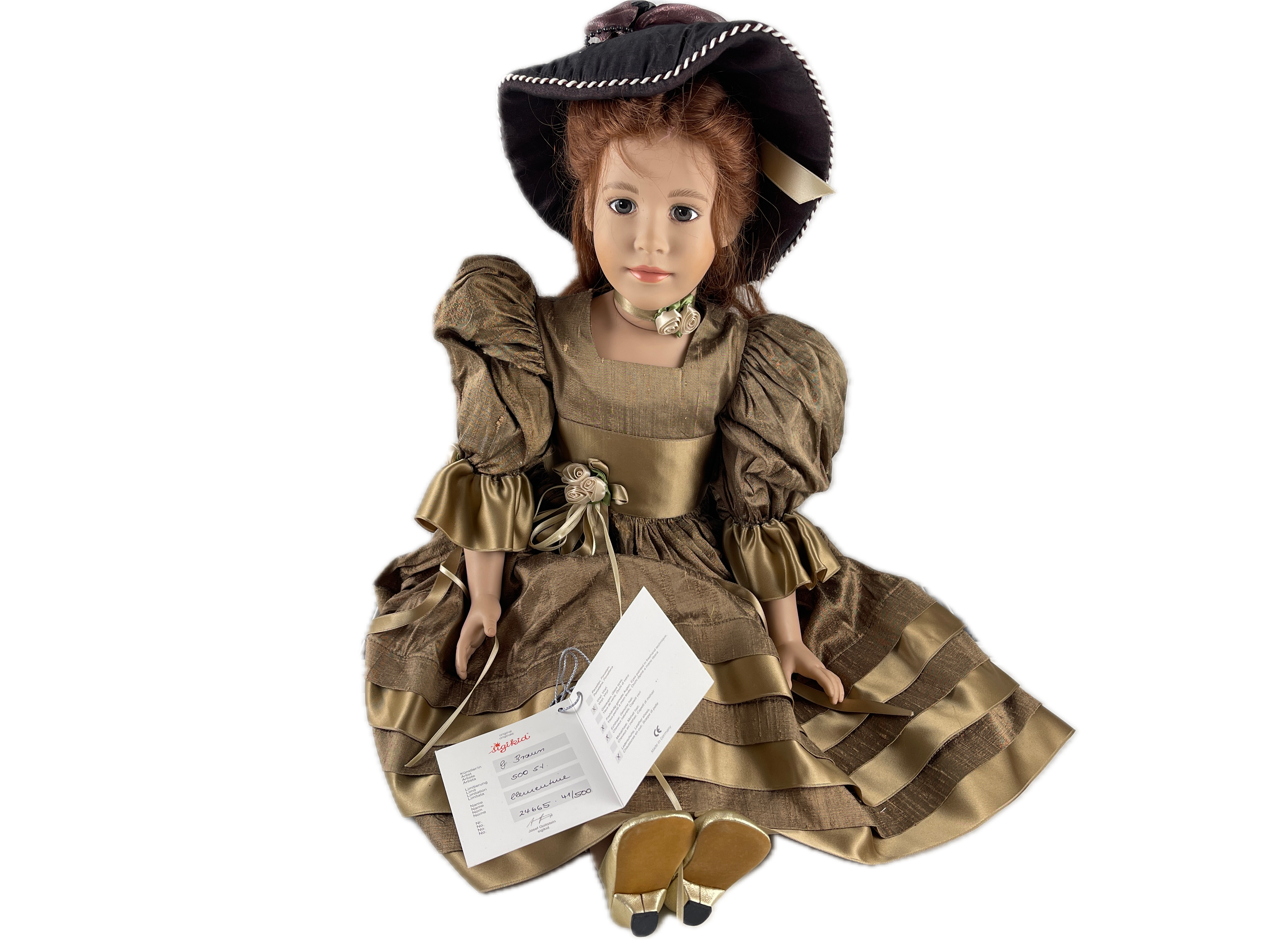 Künstlerpuppe Sigikid Gabriele Braun Vinyl Puppe 50 cm. Top Zustand 