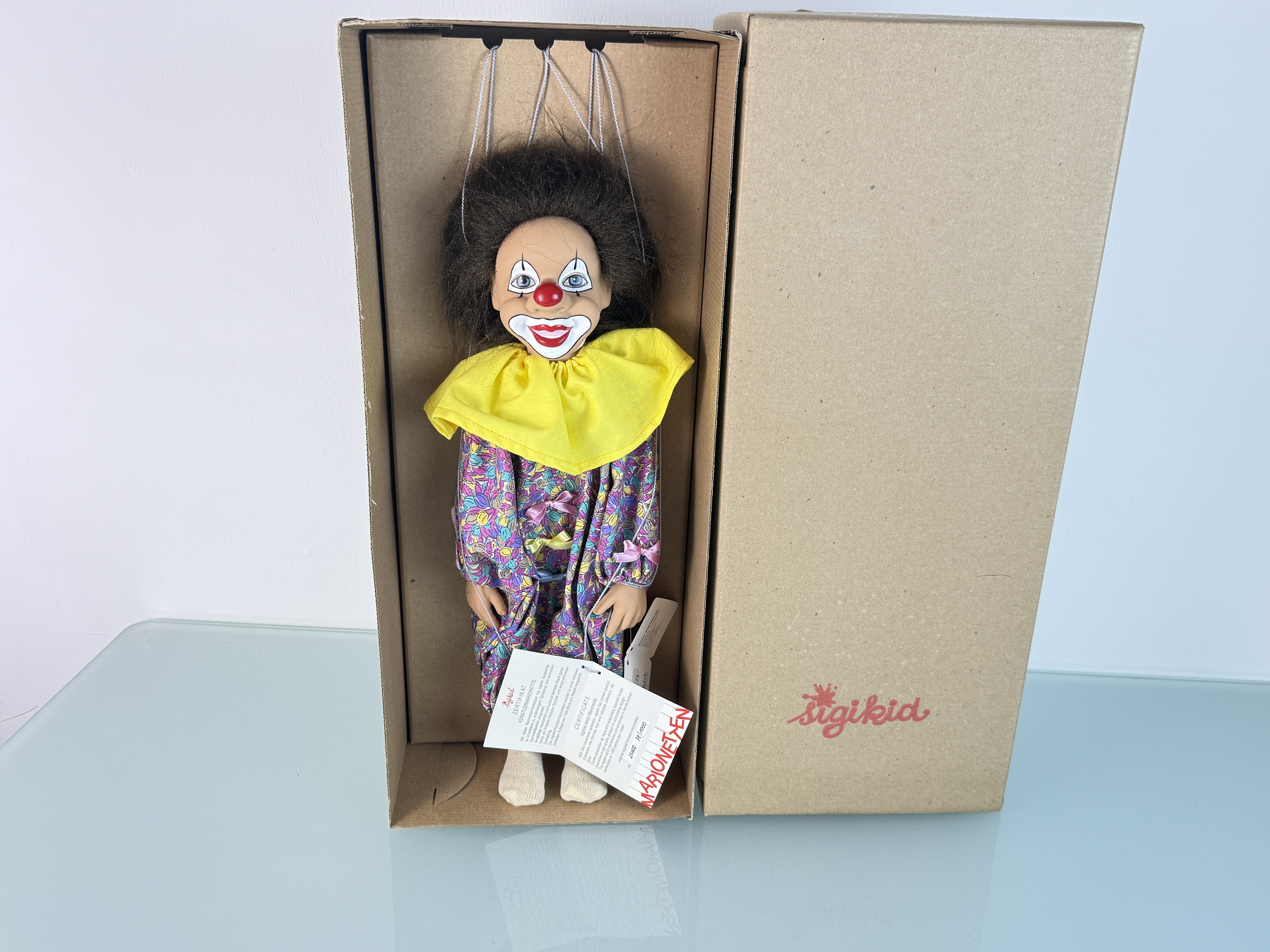 Künstlerpuppe Sigikid Marionette Vinyl Puppe 40 cm. Top Zustand   