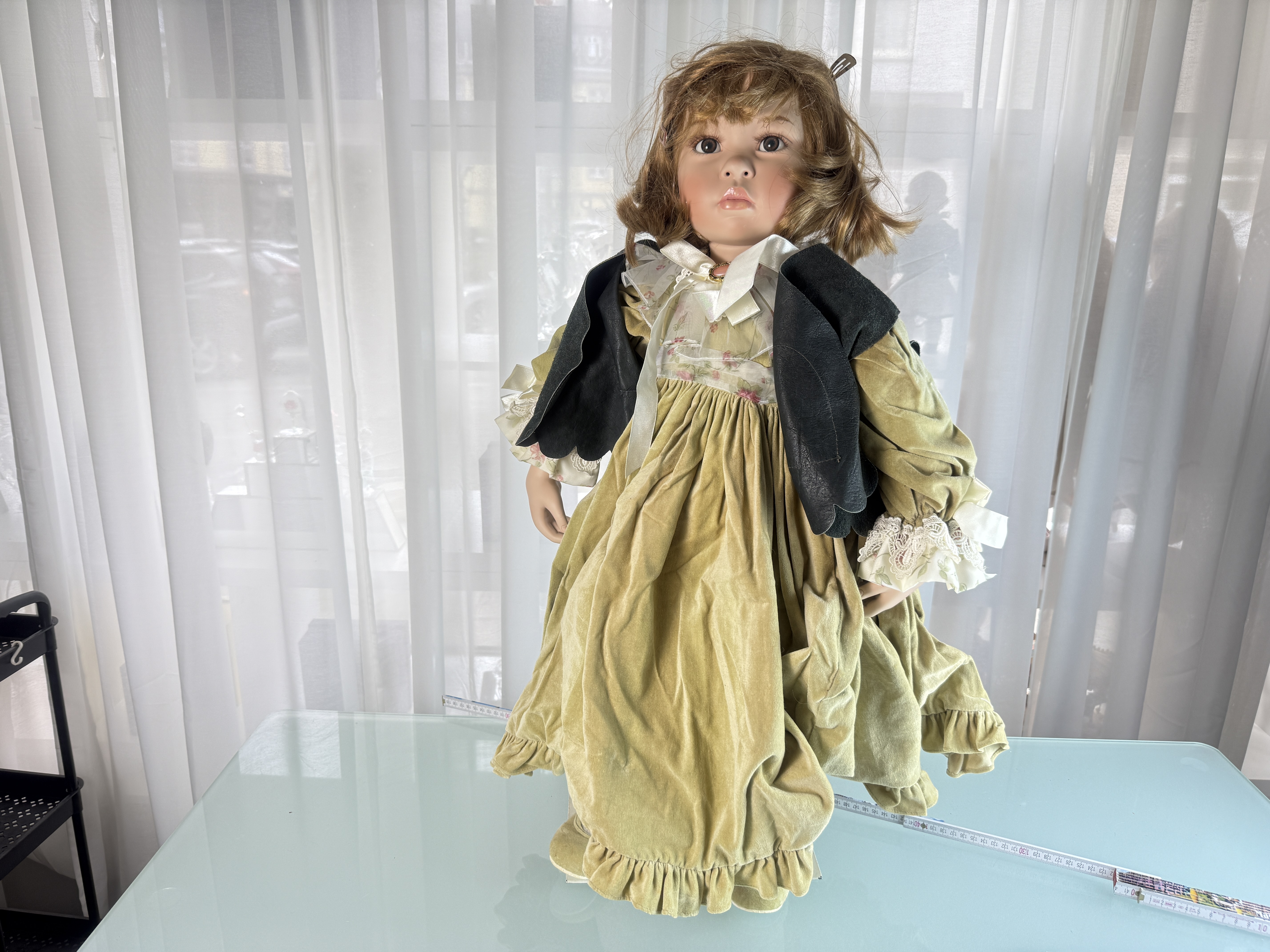 Künstlerpuppe Pamela Erff Porzellan Puppe 77 cm. Top Zustand   