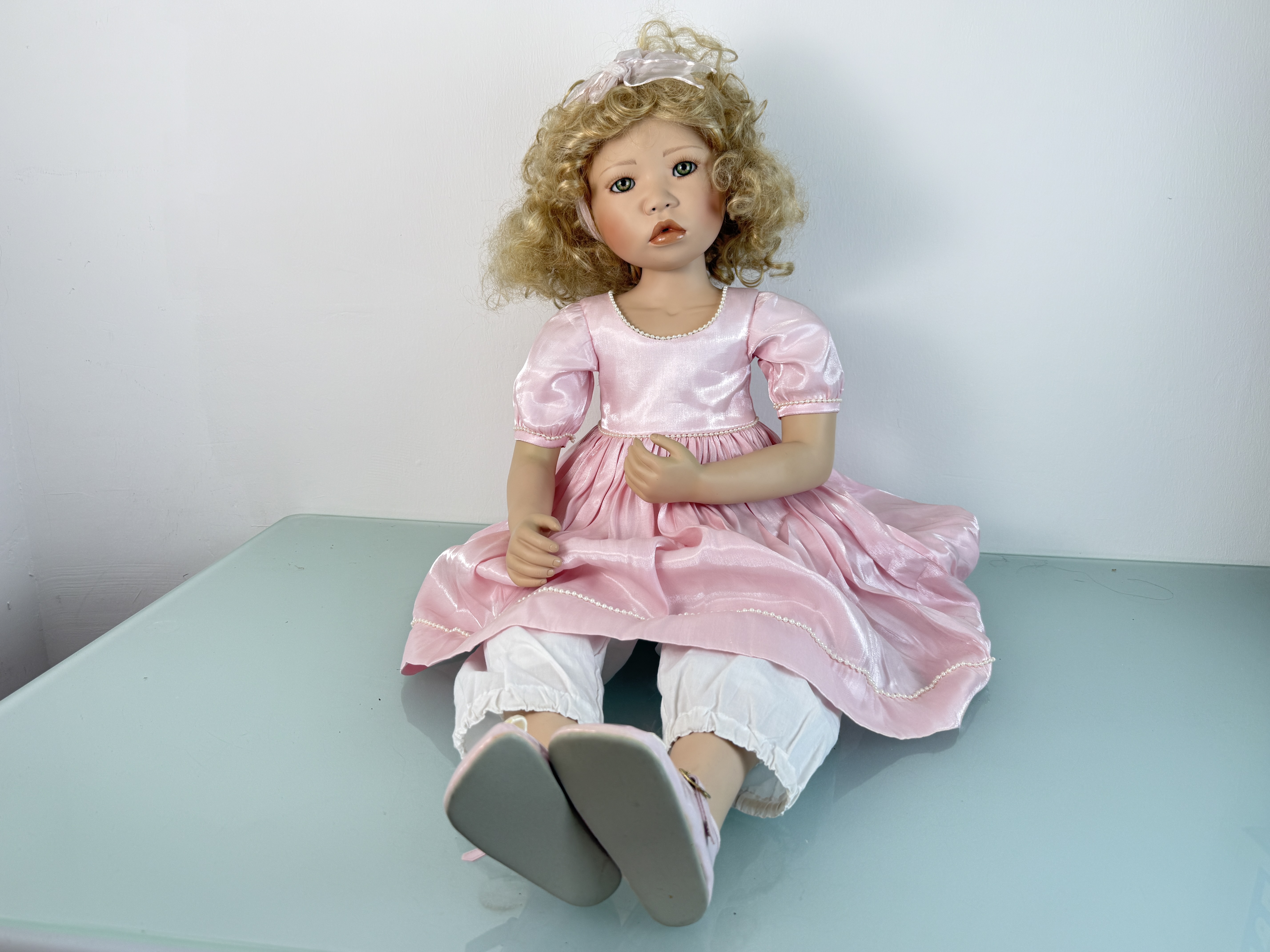 Künstlerpuppe Sammler Christine Orange Porzellan Puppe 98 cm. Top Zustand 