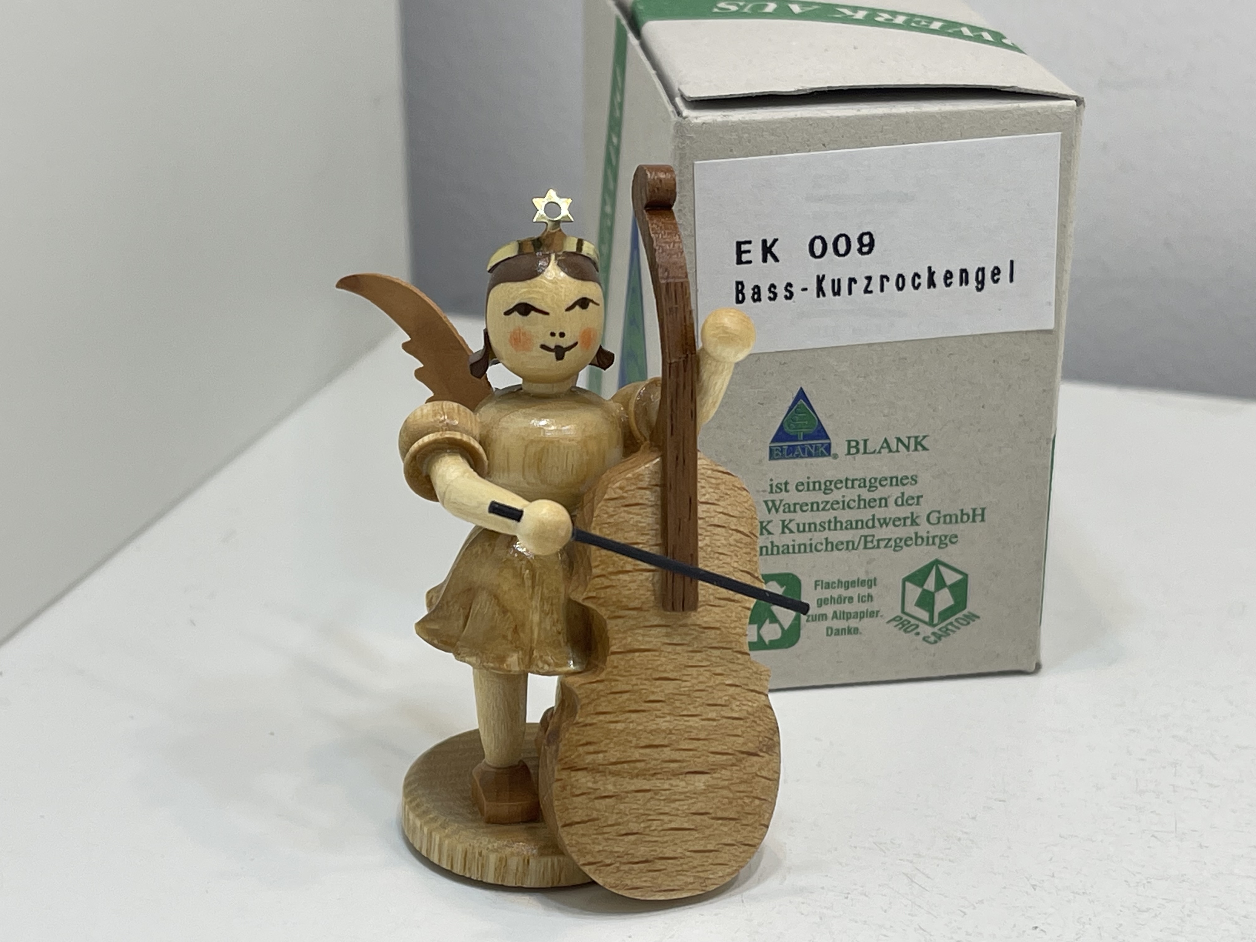 Erzgebirge Blank Figur Engel 7,4 cm. + OVP Top Zustand 