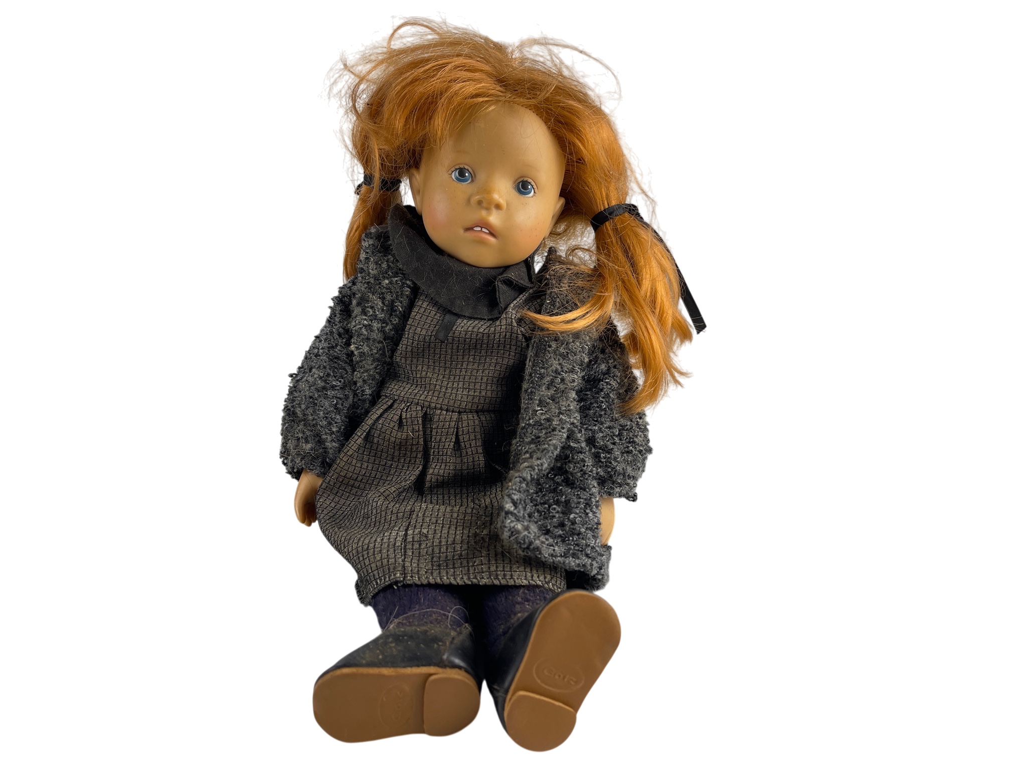 Künstlerpuppe Vinyl  Puppe Götz Sylvias Natterer 35 cm. Stark verraucht - Schmutzig 