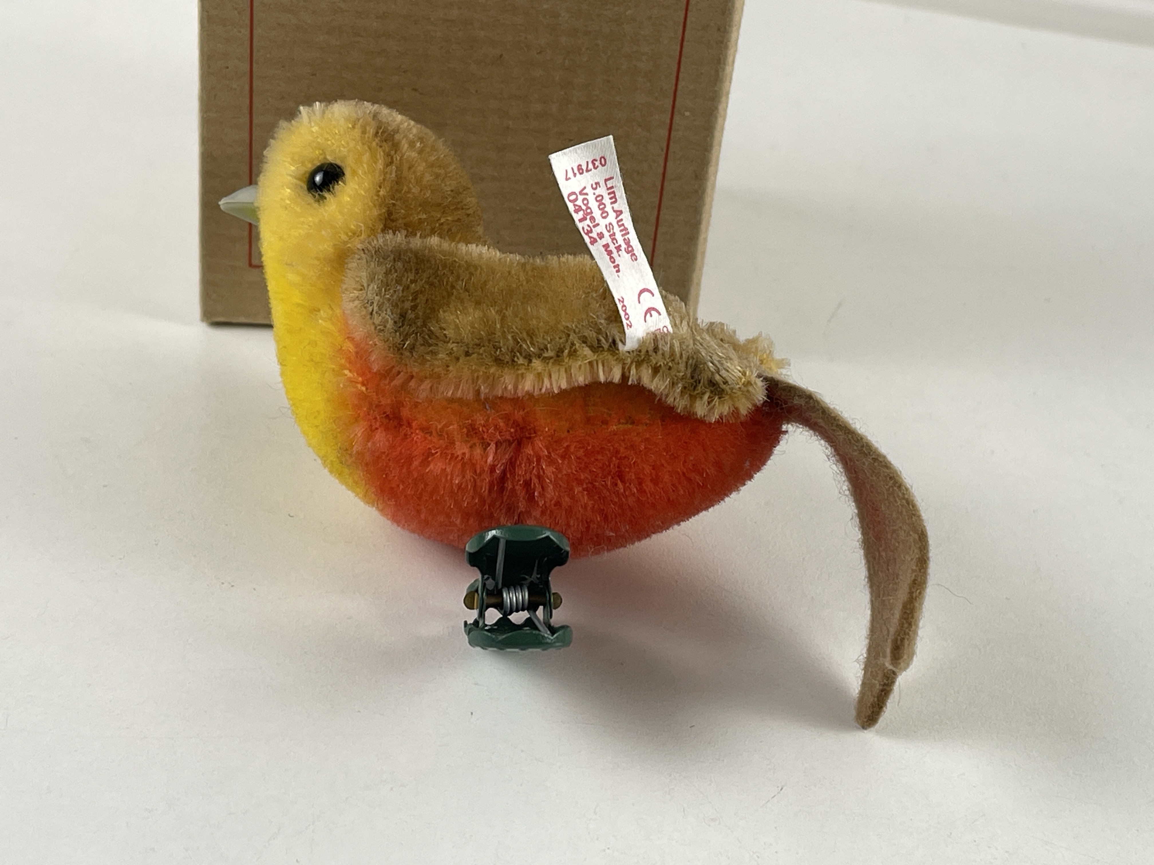 Steiff Tier 037917 Weihnachtsvogel Goldhammer Ornament 8 cm - OVP Top Zustand  