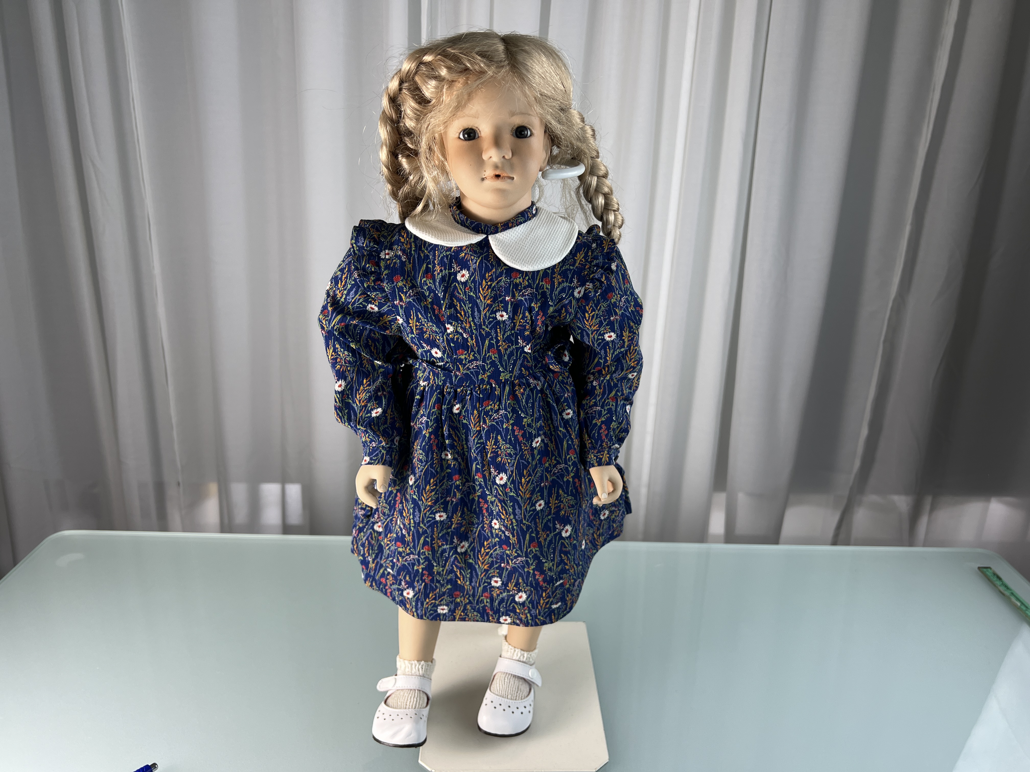 Margarete Steiff Künstlerpuppe Porzellan Puppe 65 cm. Top Zustand    