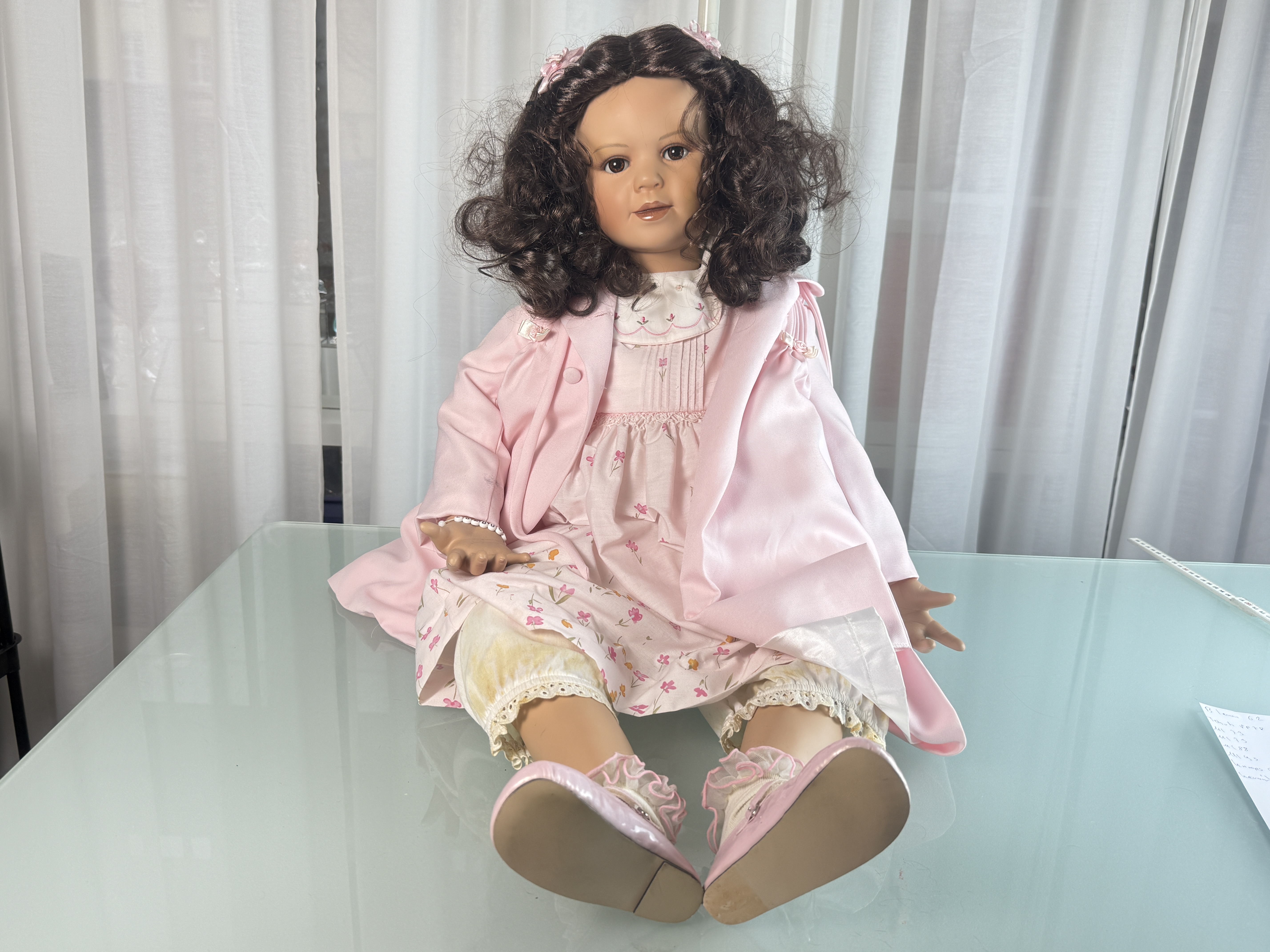 Künstlerpuppe Inge Tenbusch Porzellan Puppe 85 cm. Top Zustand. 