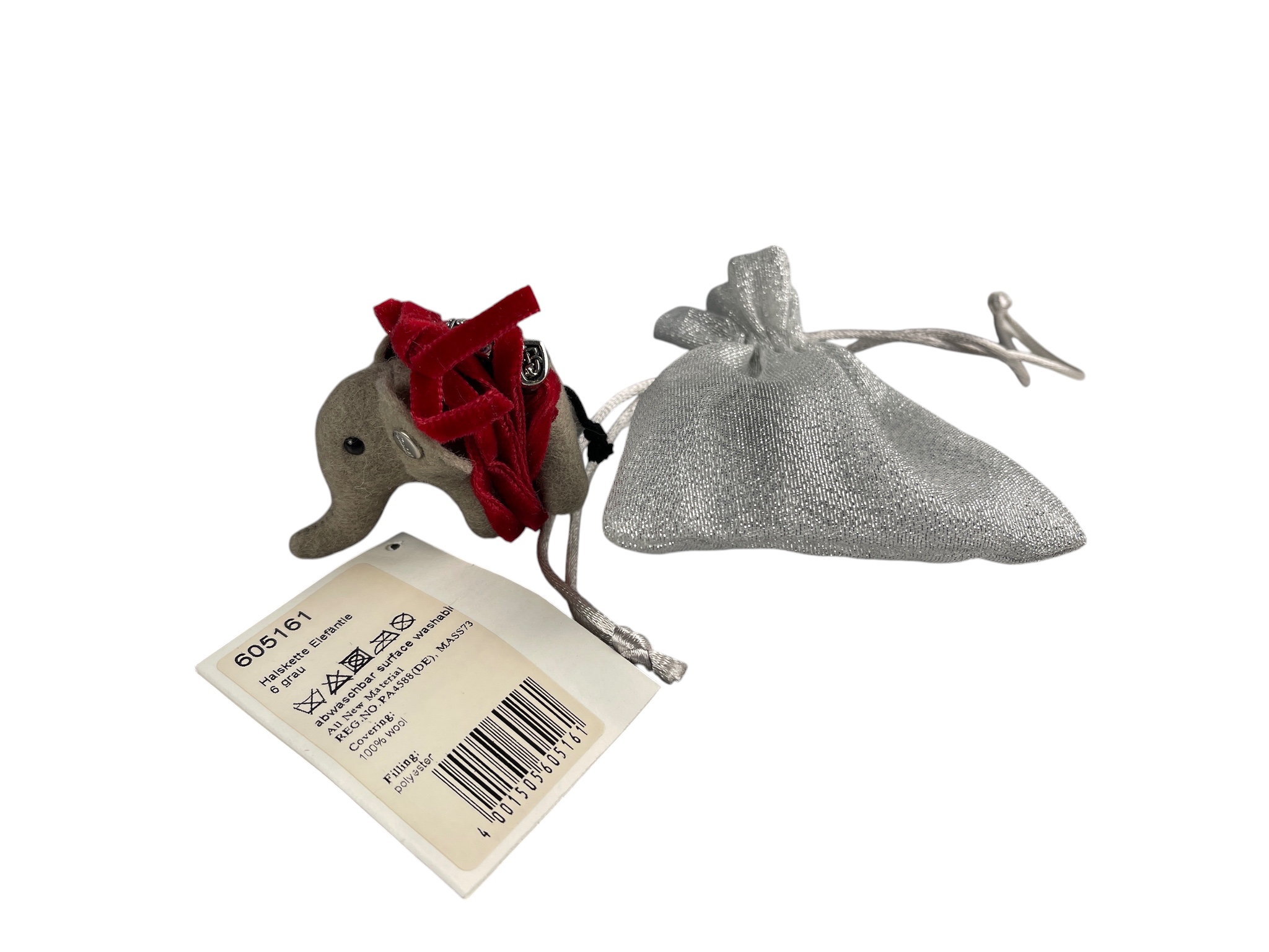 Steiff Tier 605161 Elefant Halskette 6 cm. Top Zustand  