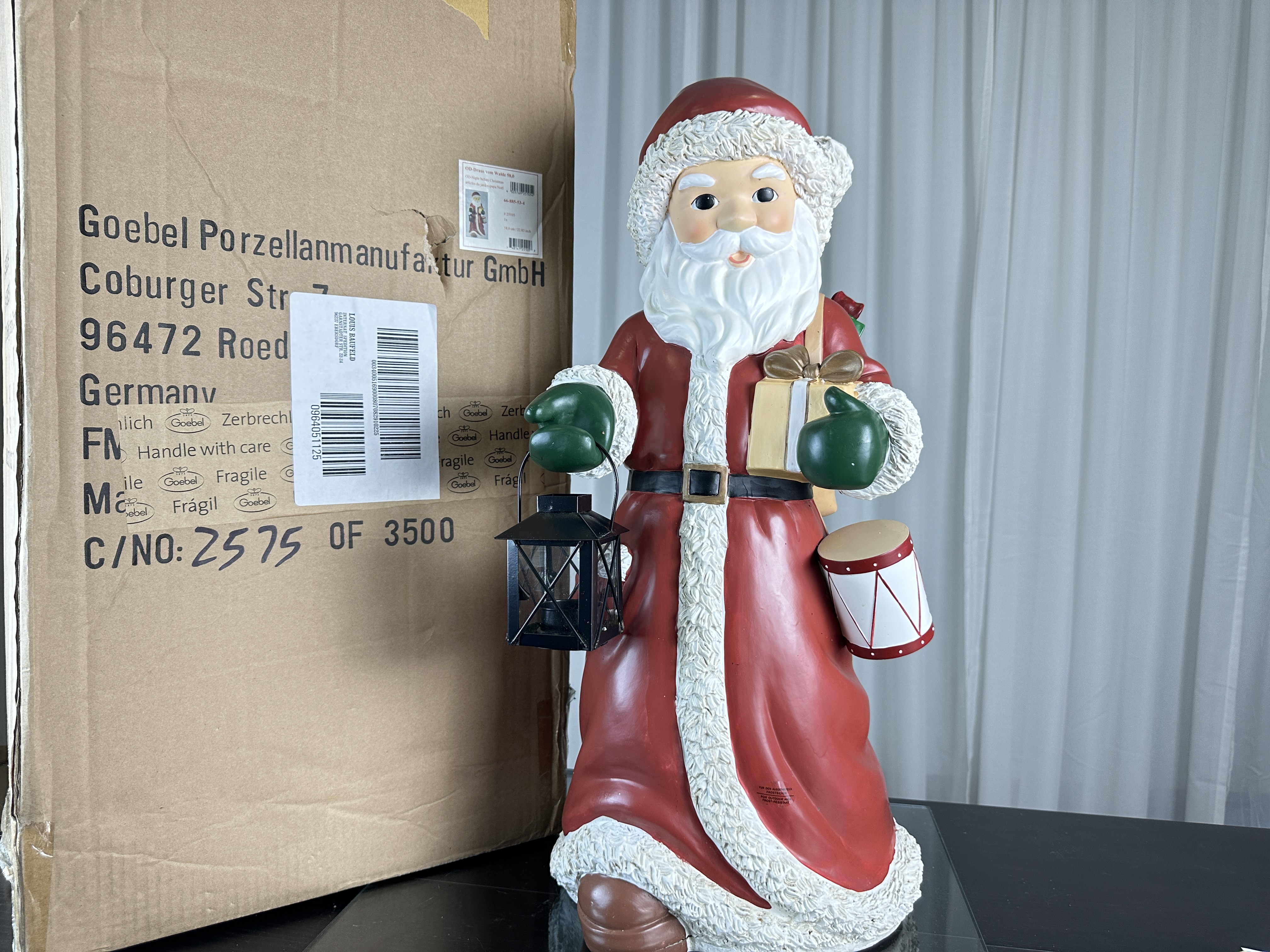 Goebel Weihnachtsmann - Outdoor Figur 58cm - Polyresin - incl.Windlicht - Top Zustand siehe Bilder   