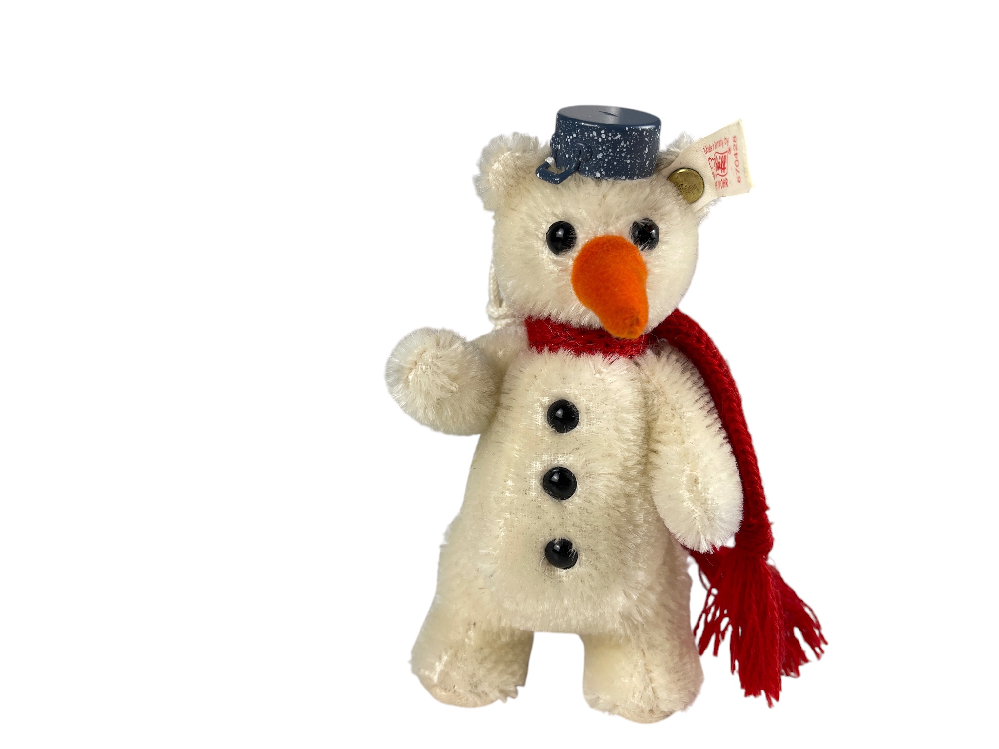 Steiff Tier 670428 Schneemann Teddy Bär Ornament 13 cm. Top Zustand