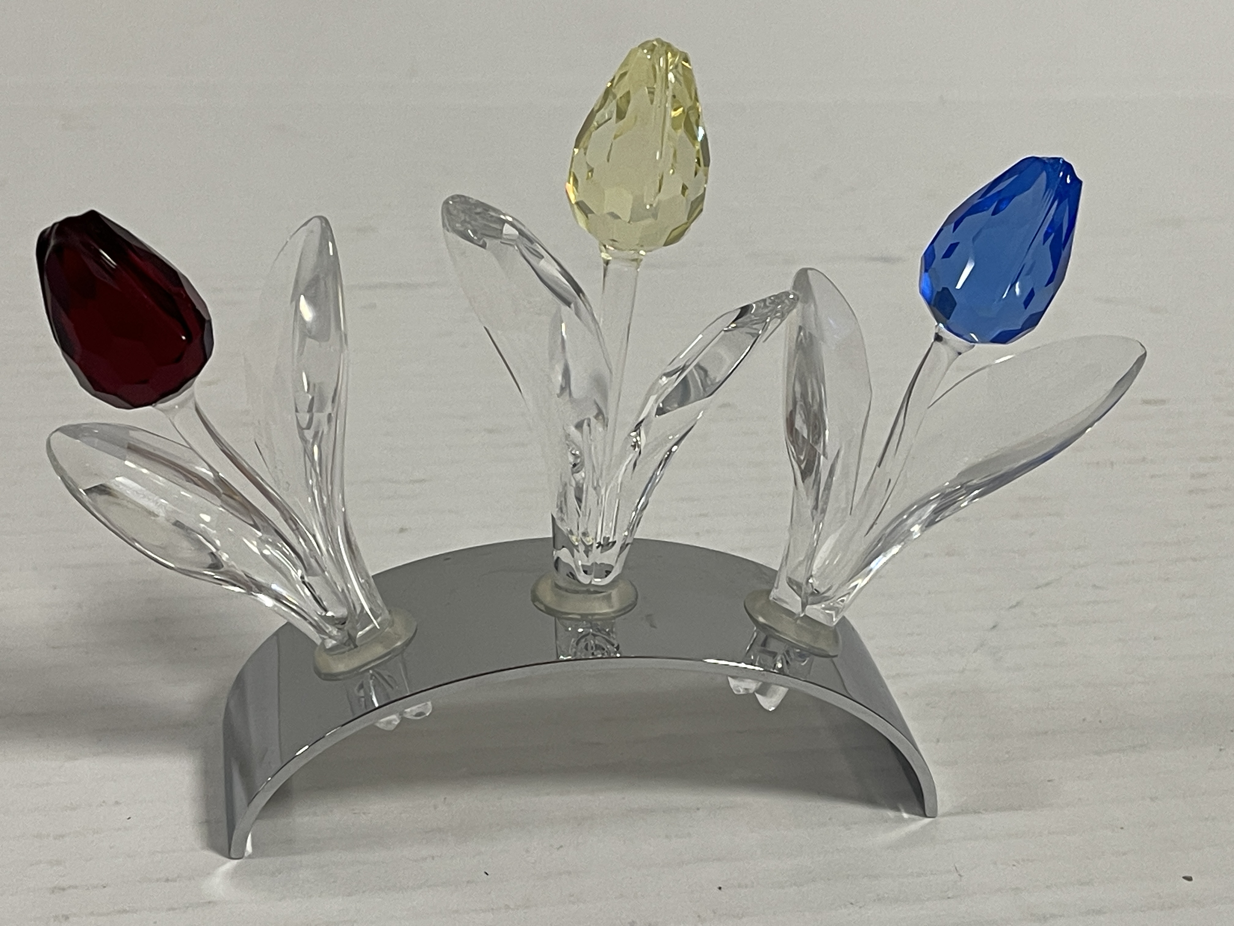  Swarovski Figur 3 Große Tulpen im Ständer 17 cm. Top Zustand 