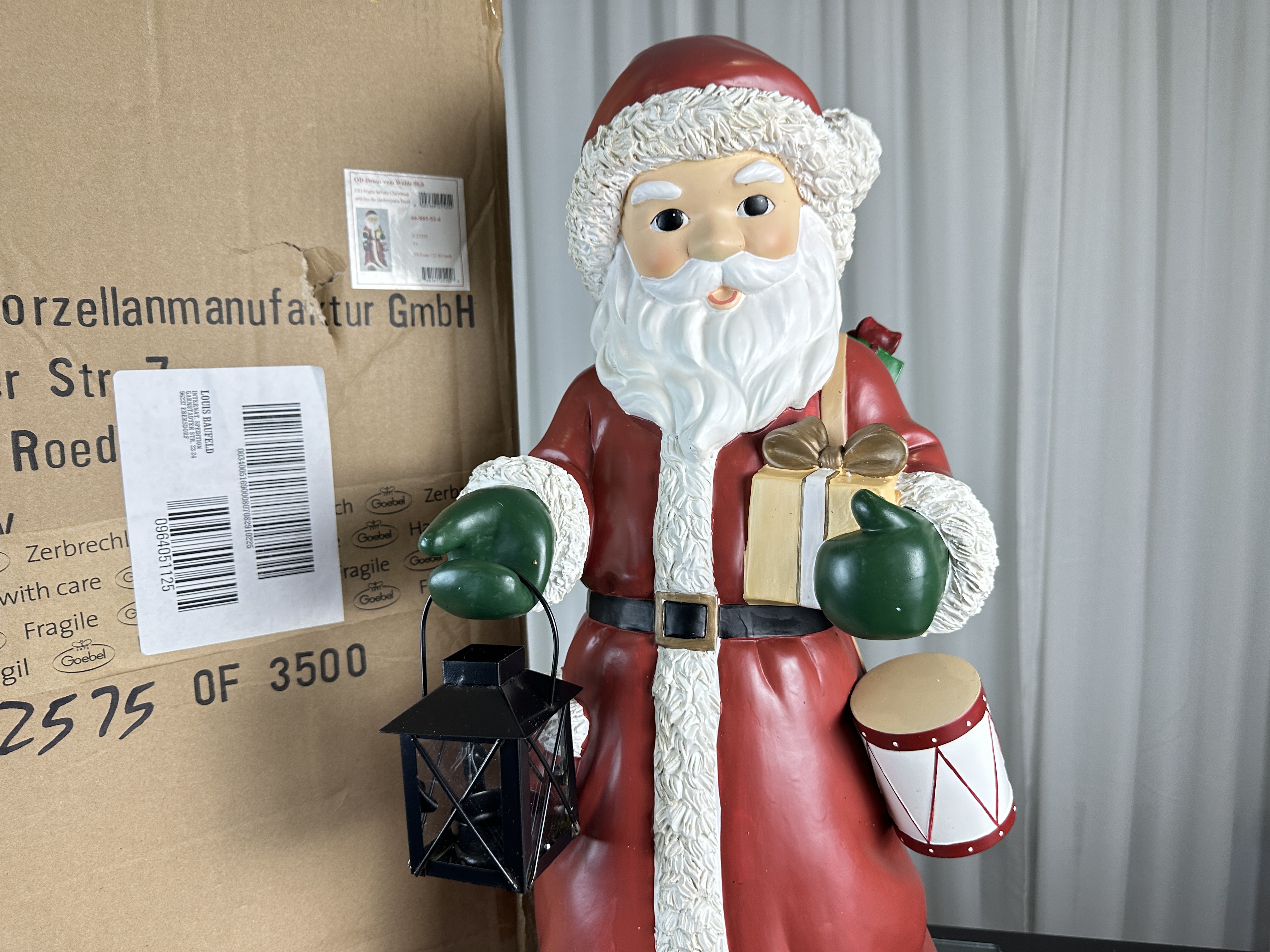 Goebel Weihnachtsmann - Outdoor Figur 58cm - Polyresin - incl.Windlicht - Top Zustand siehe Bilder   