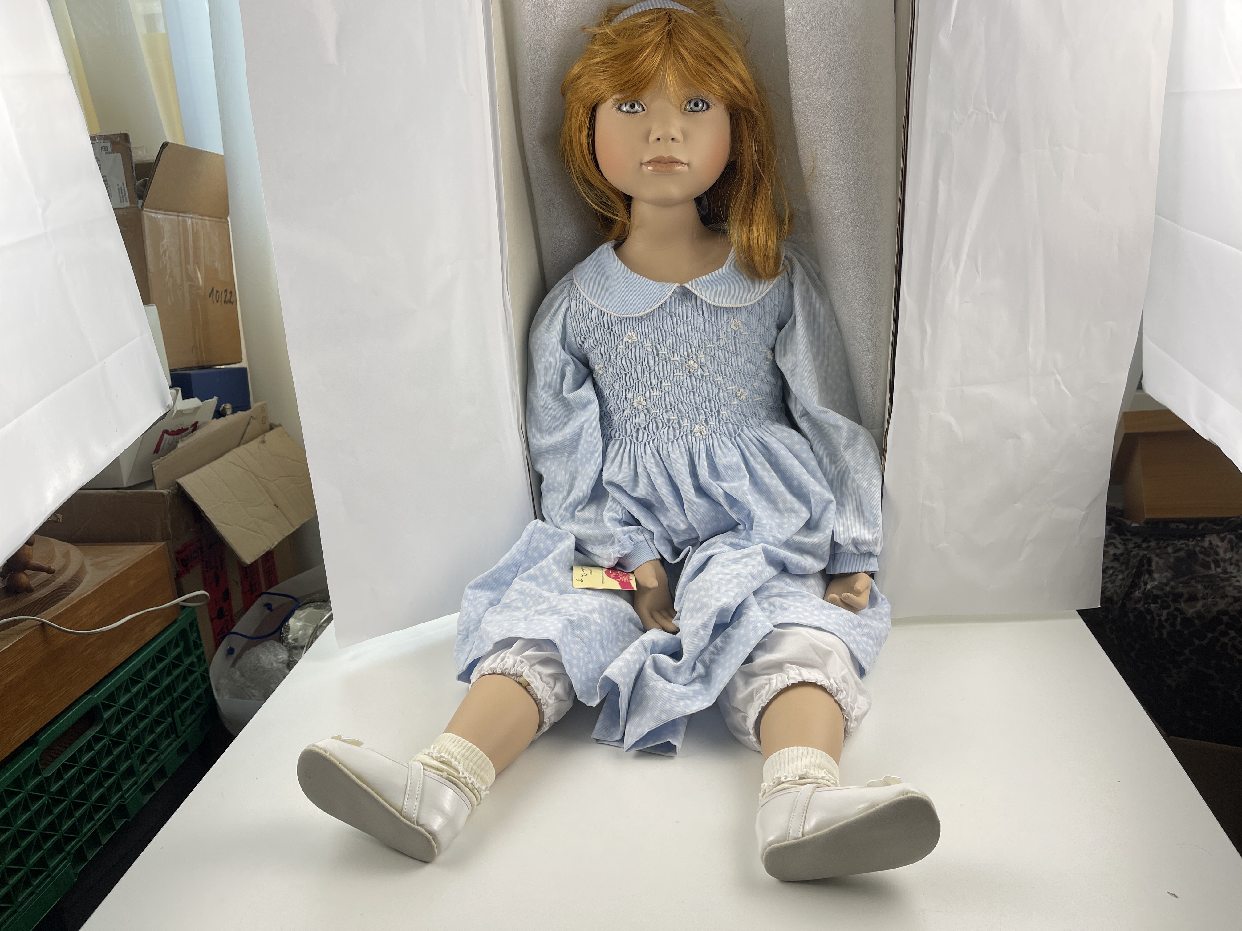 Künstlerpuppe Christine Orange Porzellanpuppe 90 cm. Top Zustand