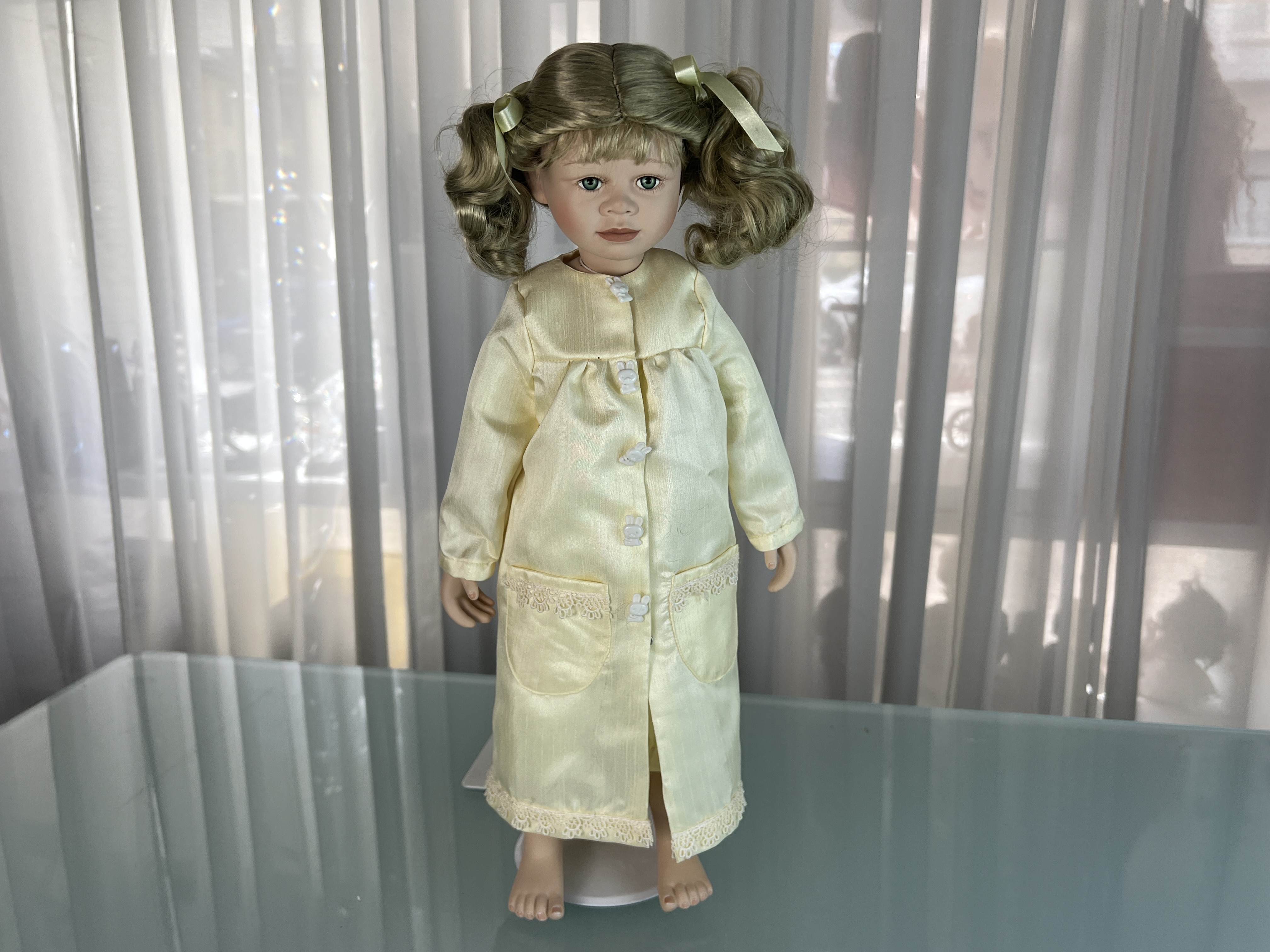 Künstlerpuppe Sammler Mädchen Christine Orange Porzellan Puppe 48 cm. Top Zustand  