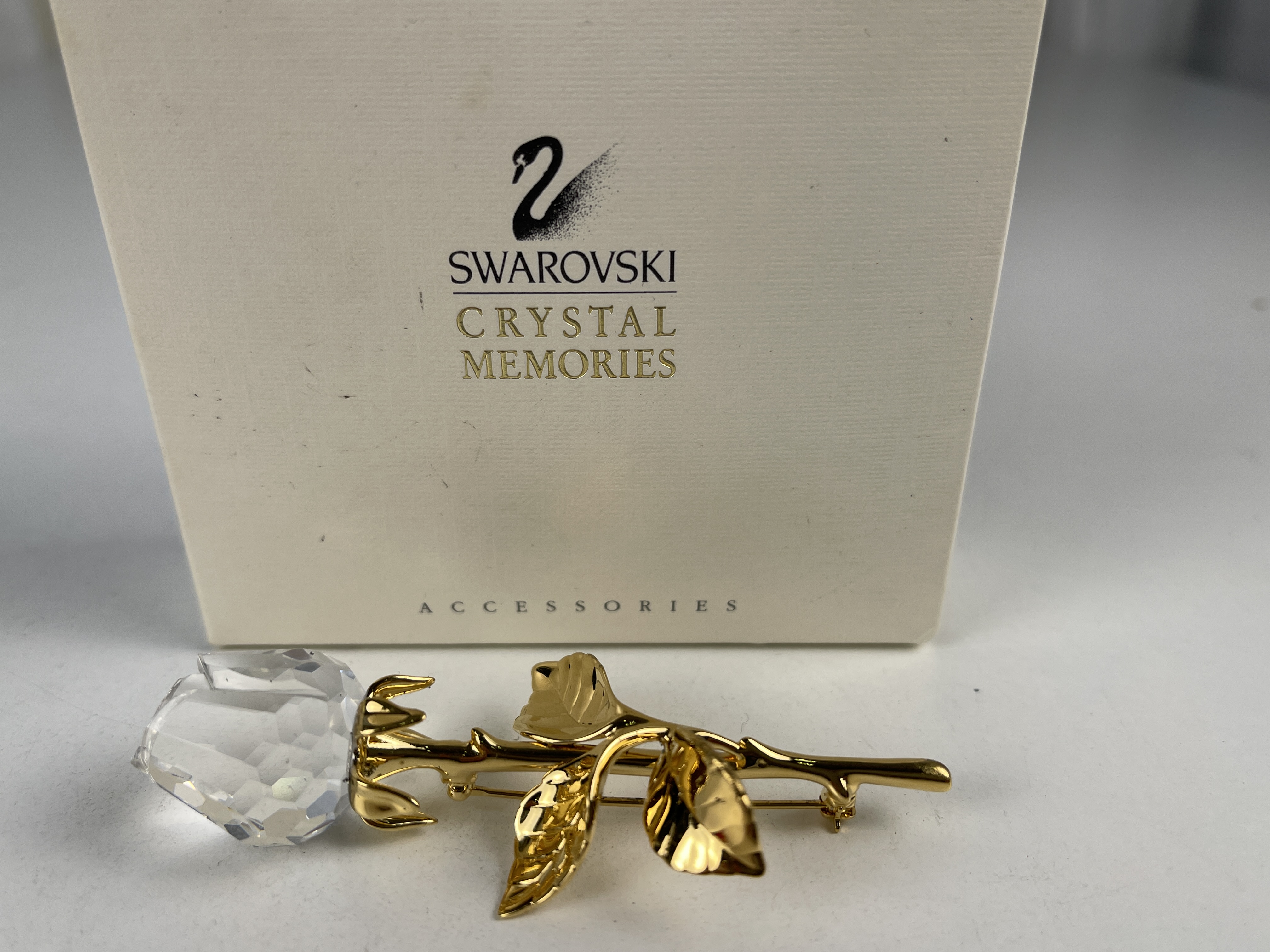 Swarovski Figur Crystal Memories Brosche Rose 8,5 cm.Top Zustand 