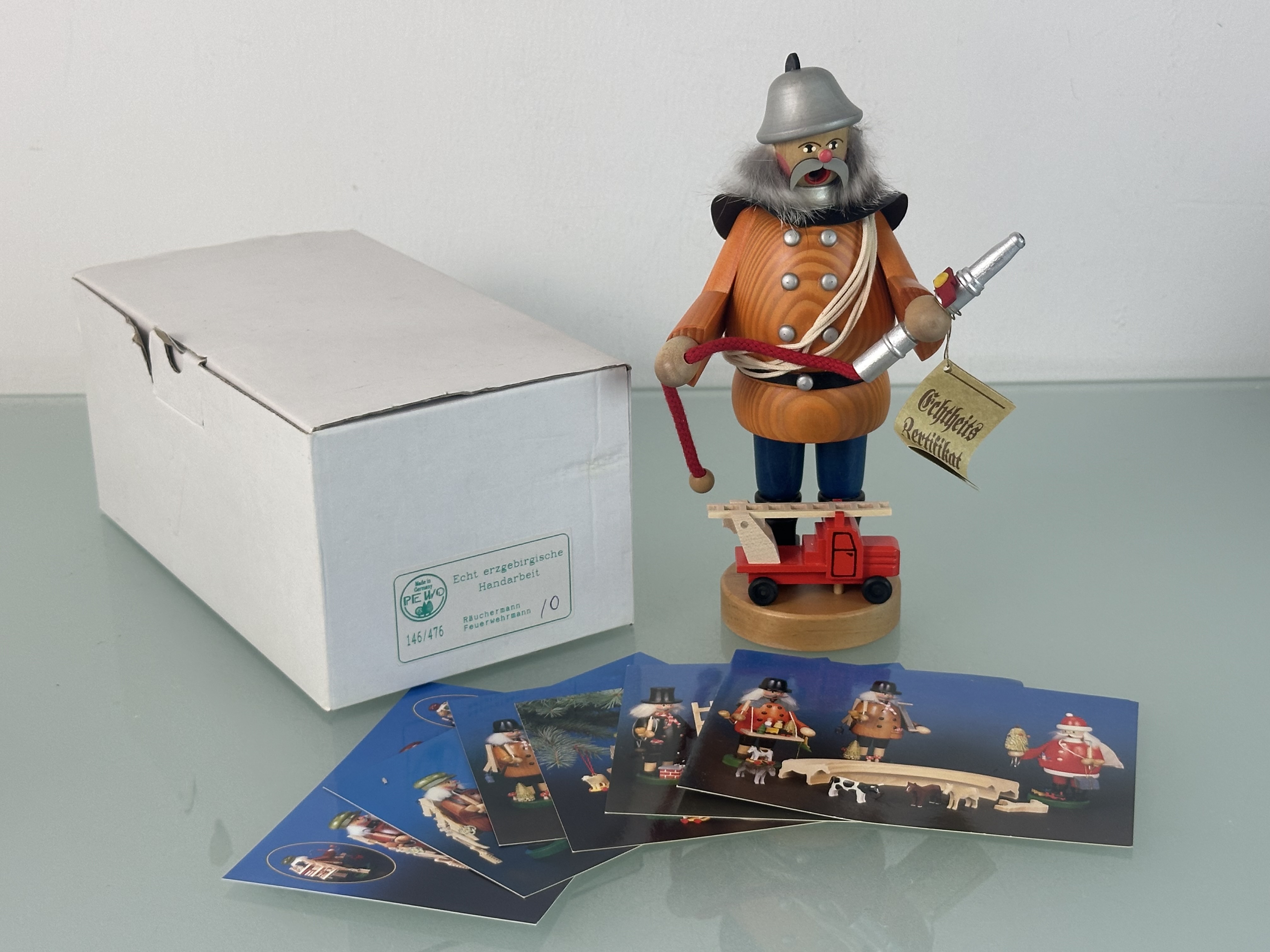 Erzgebirge Figur Räuchermännchen / Feuerwehrmann 21,5 cm. Top Zustand