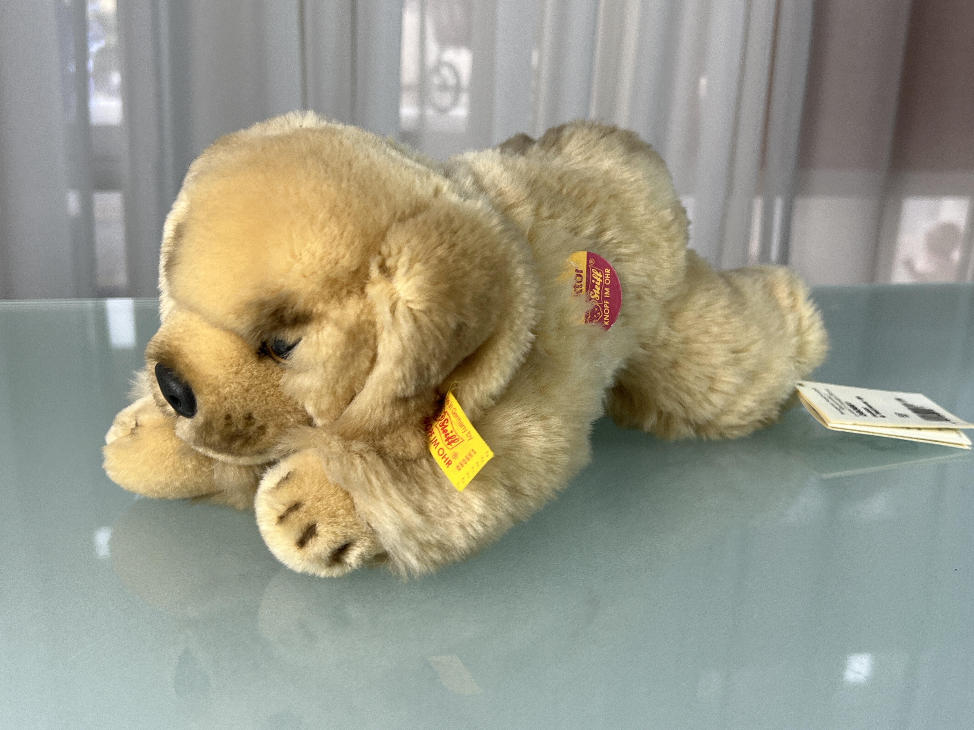 Steiff Tier Sammler Stofftier Hund 12 x 28 cm. Top Zustand 