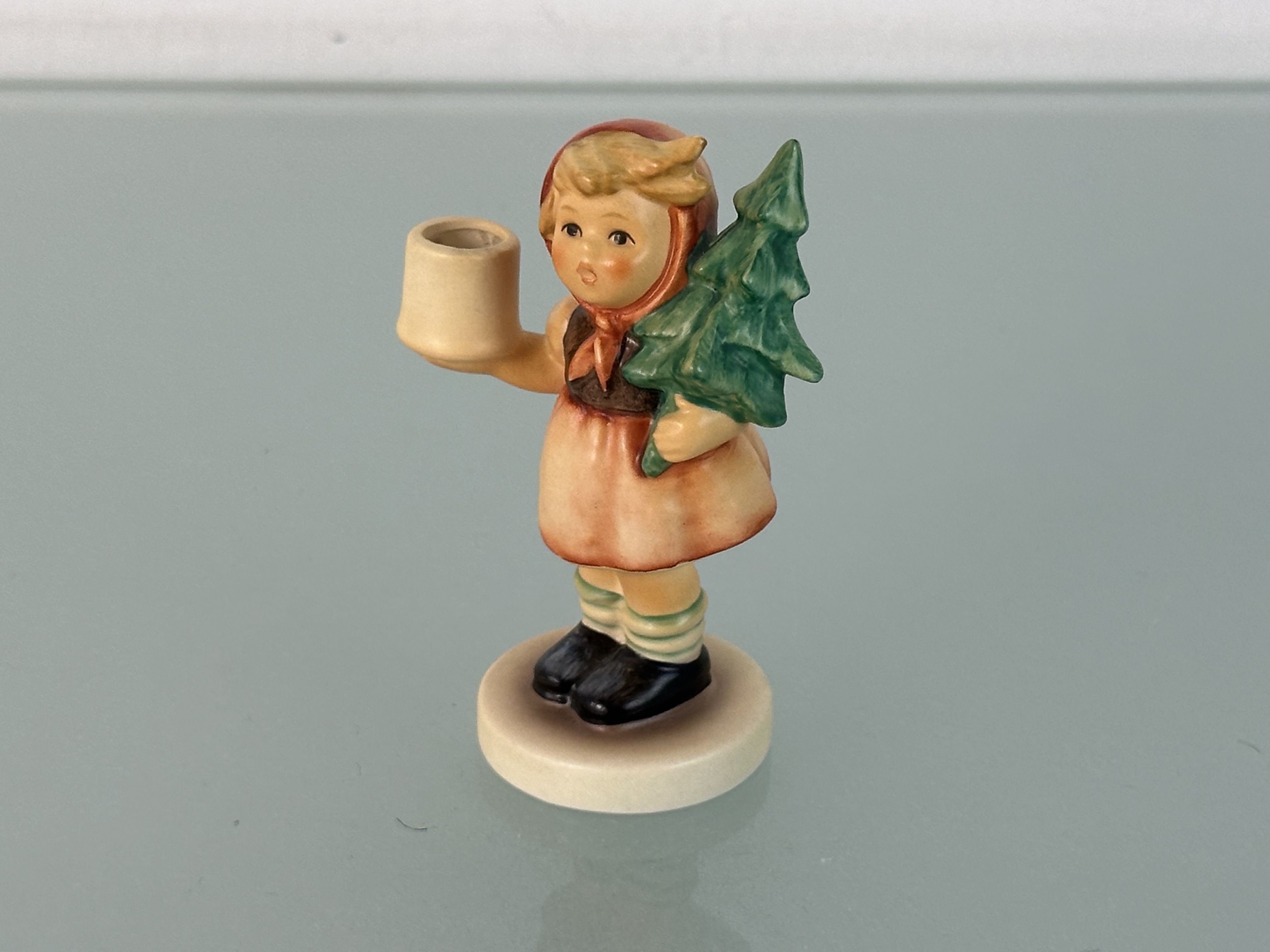 Hummel Figur 116 Mädchen mit Tannenbaum 9 cm. Kerzenständer 1 Wahl. Top Zustand