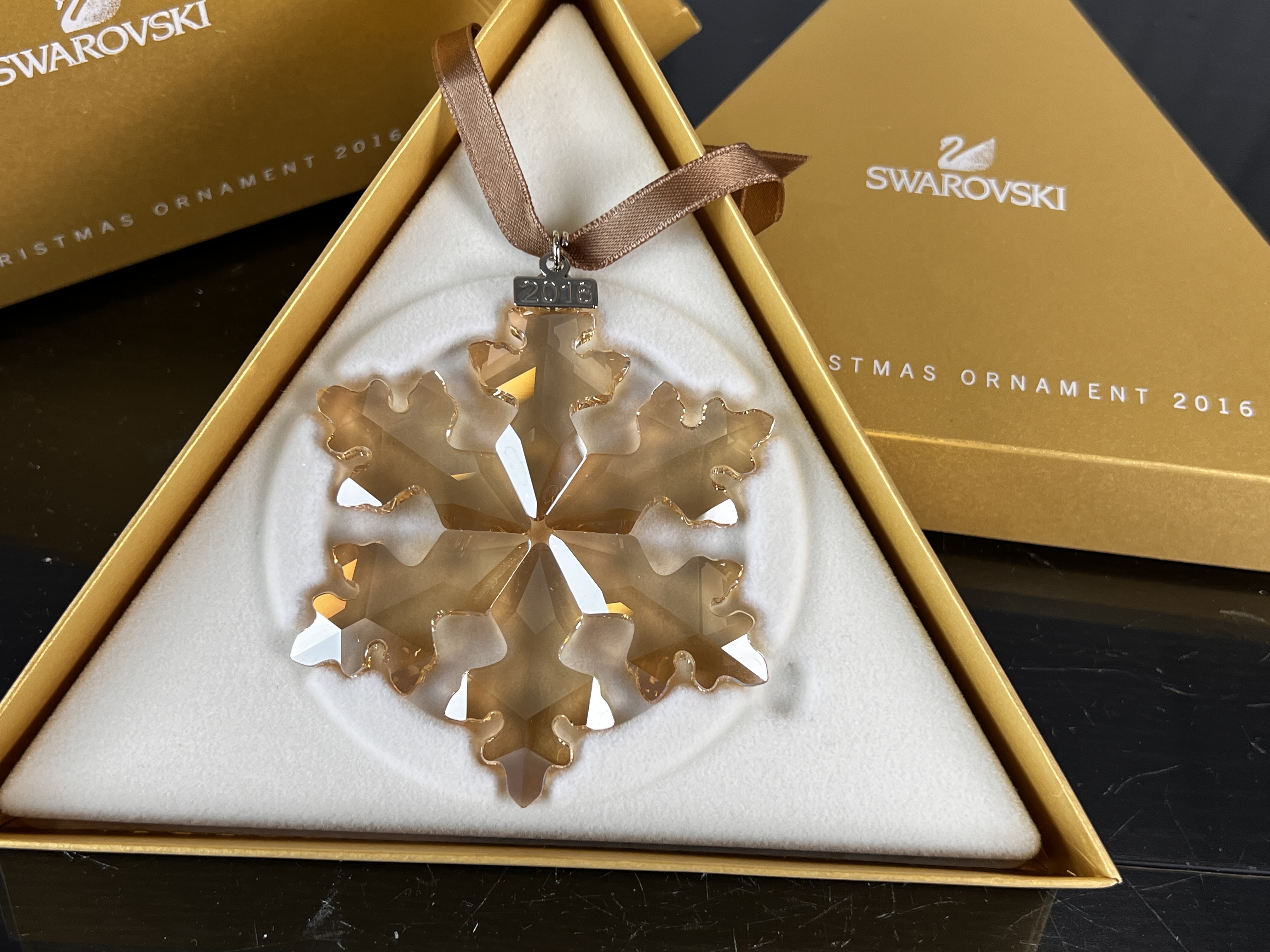 Swarovski Figur 5222349 Weihnachtsstern Gold 2016 Groß 7,4 cm. - Top Zustand 