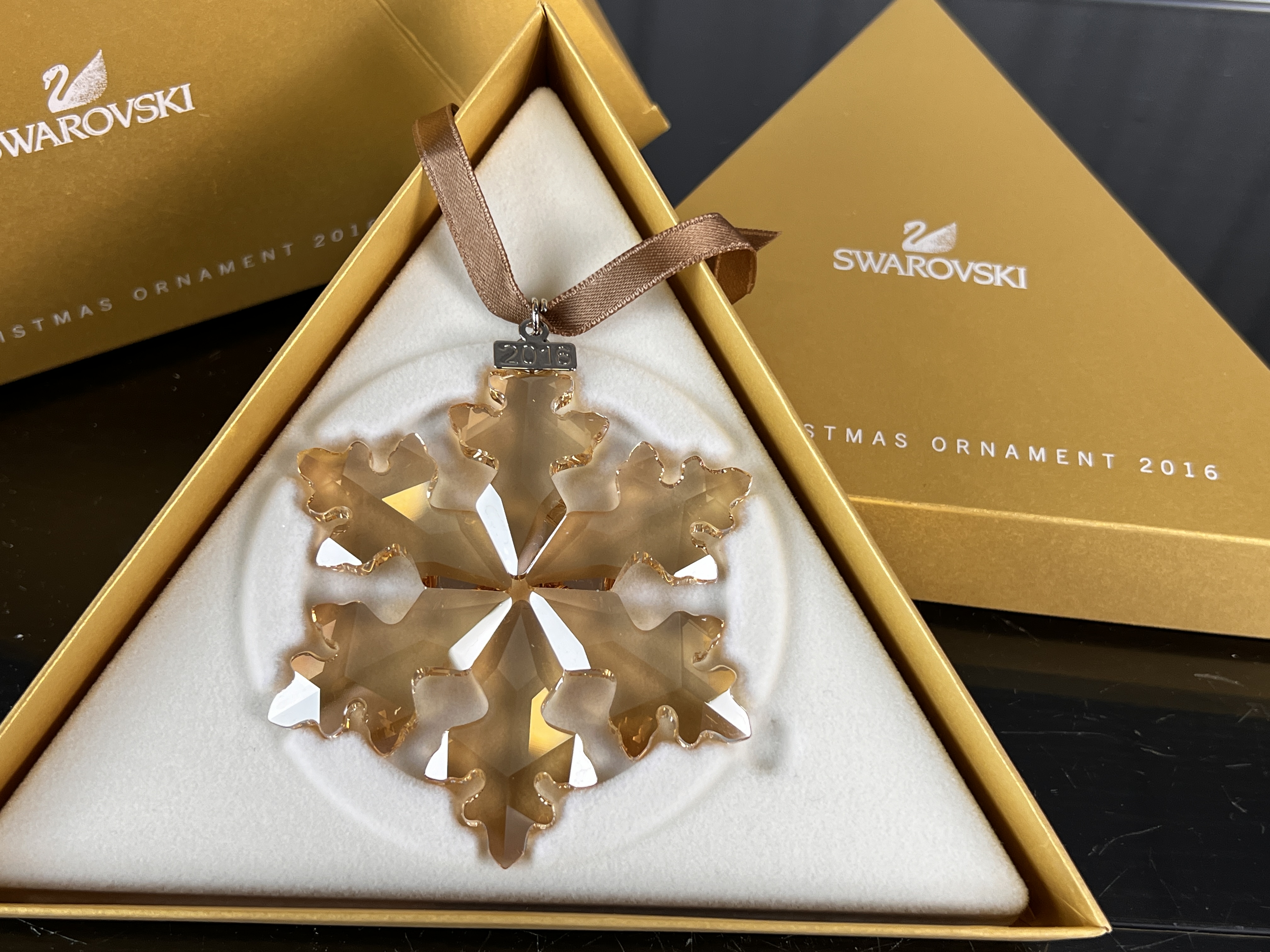 Swarovski Figur 5222349 Weihnachtsstern Gold 2016 Groß 7,4 cm. - Top Zustand 