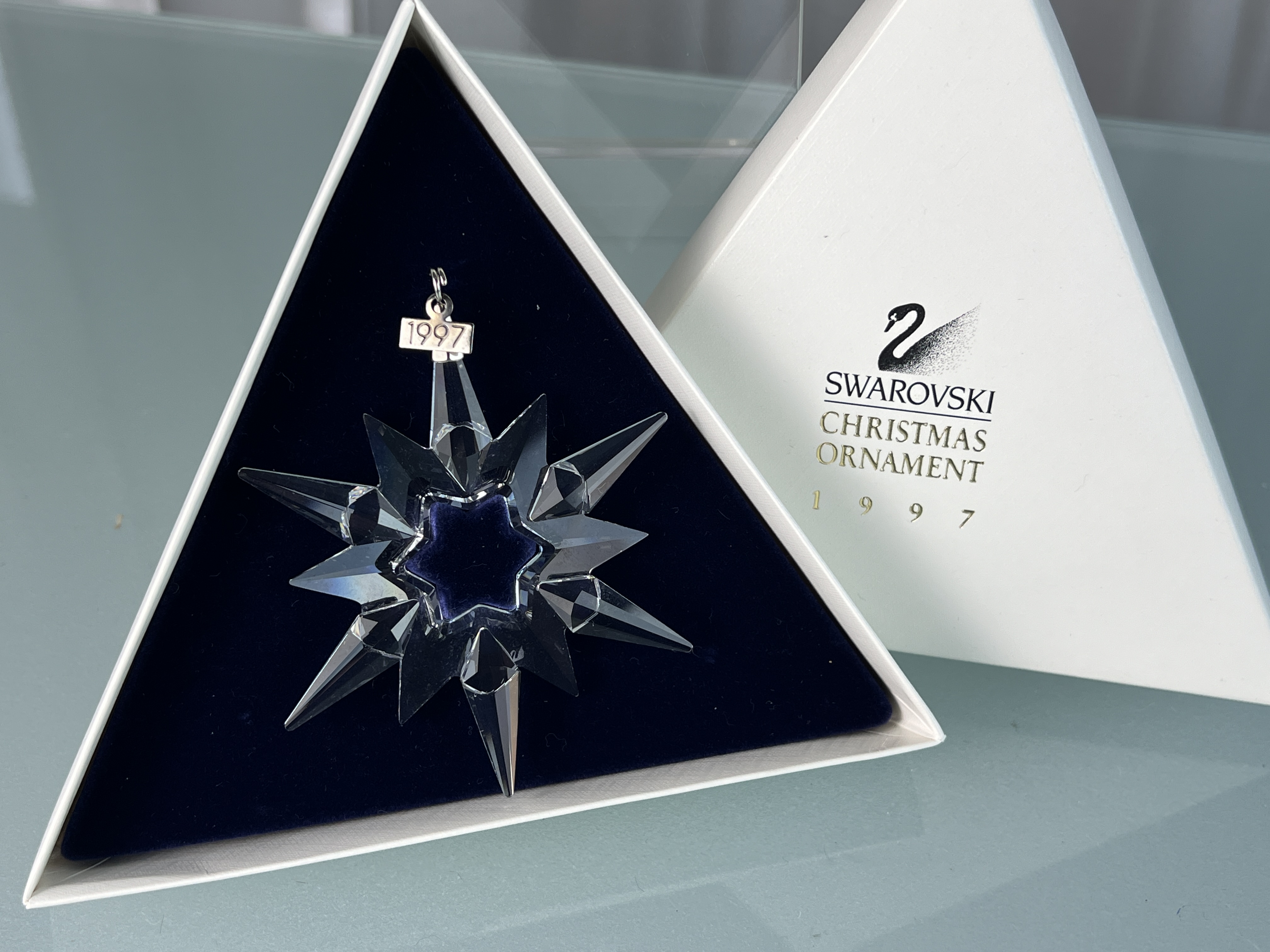 Swarovski Figur 211987 Weihnachtsstern 1997 Ornament 8,7 cm. Inkl. Kiste und Zertifikat 