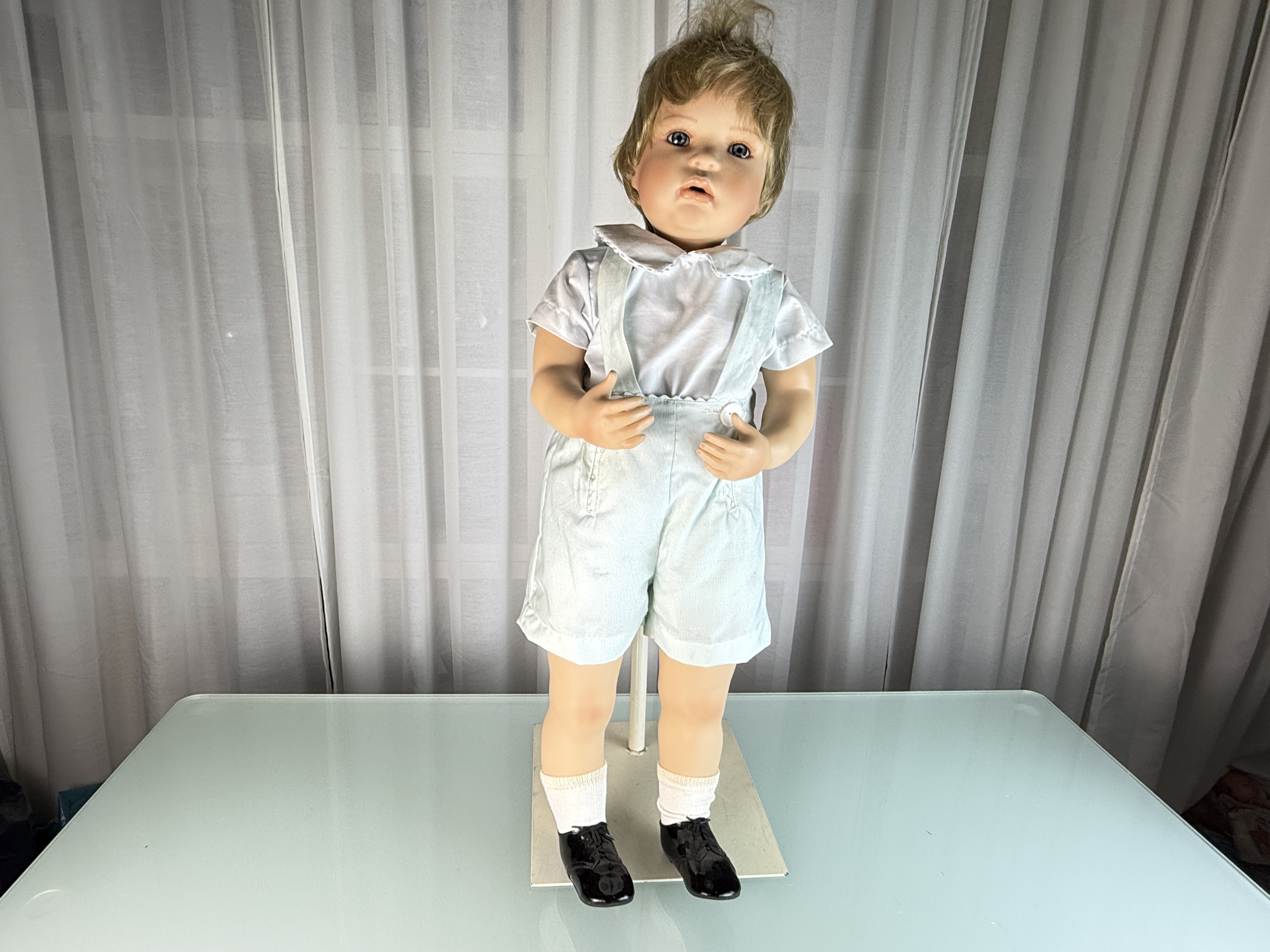 Künstlerpuppe Inge Tenbusch Porzellan Puppe 73 cm. Top Zustand 