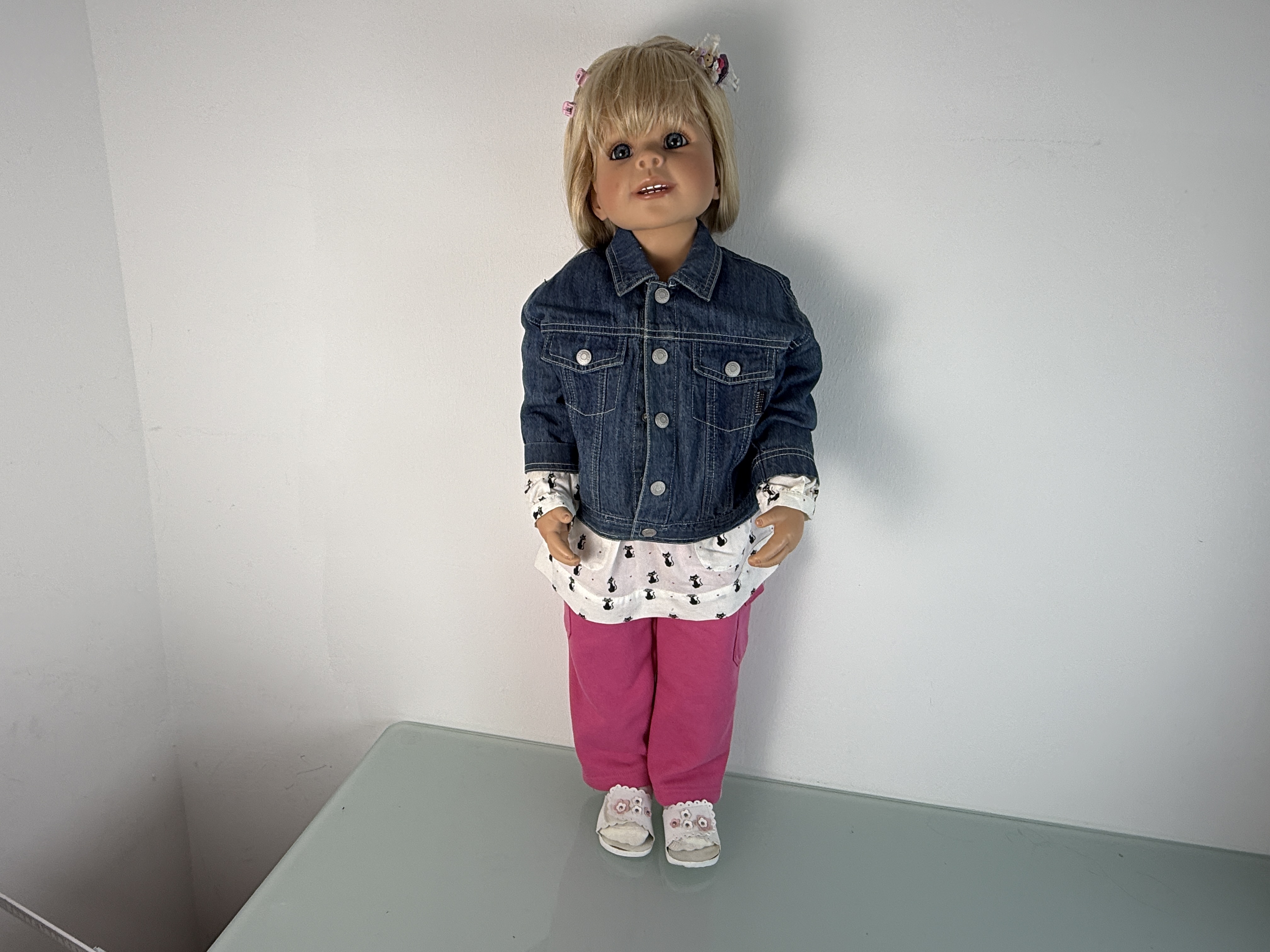 Künstlerpuppe Puppe Monika Peter Leicht Vinyl Puppe 85 cm. Top Zustand