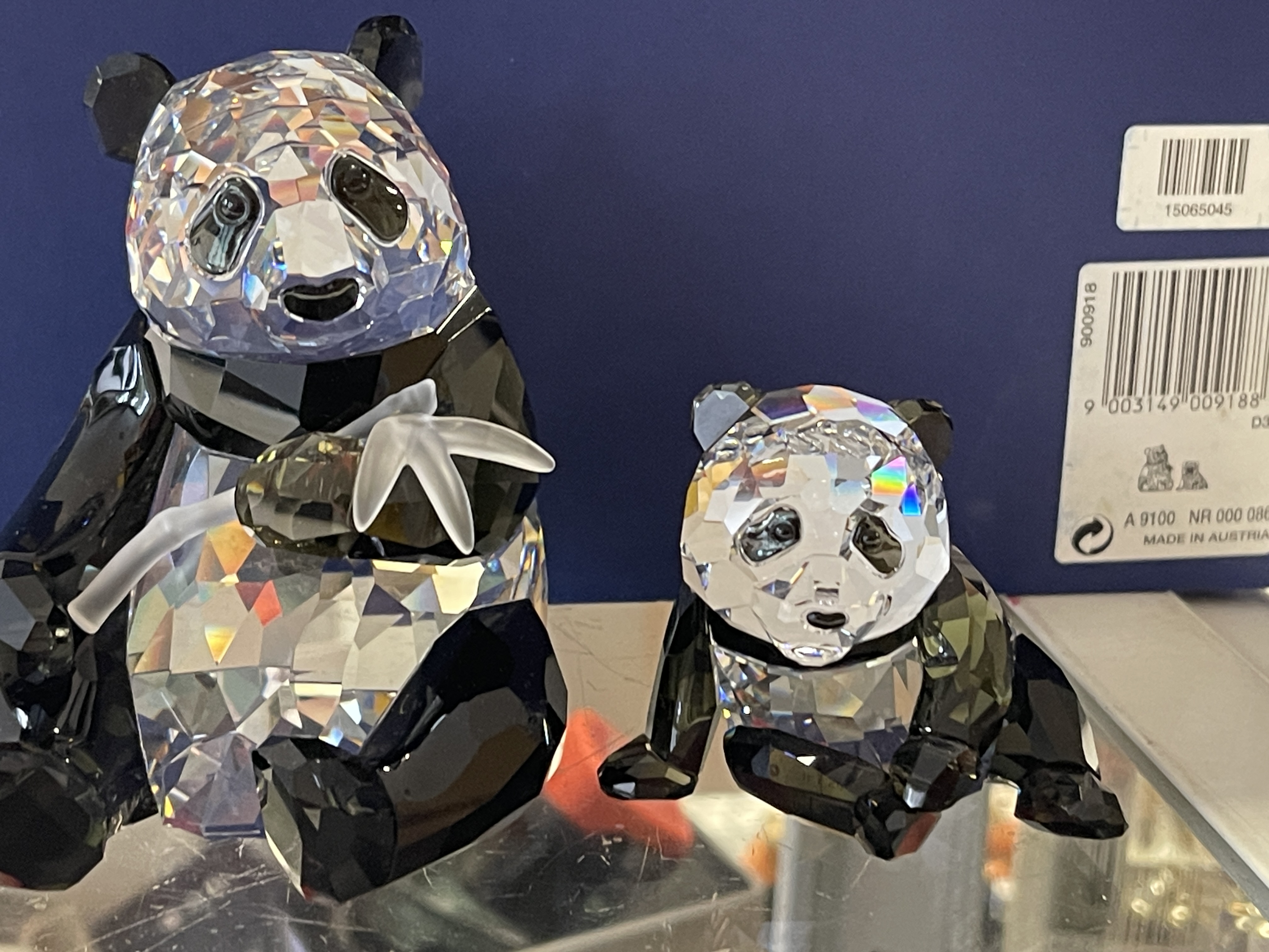 Swarovski Figur 900918 Jahresfigur 2008 Pandas. 9,5 + 6 cm. Ovp & Zertifikat. Top Zustand   