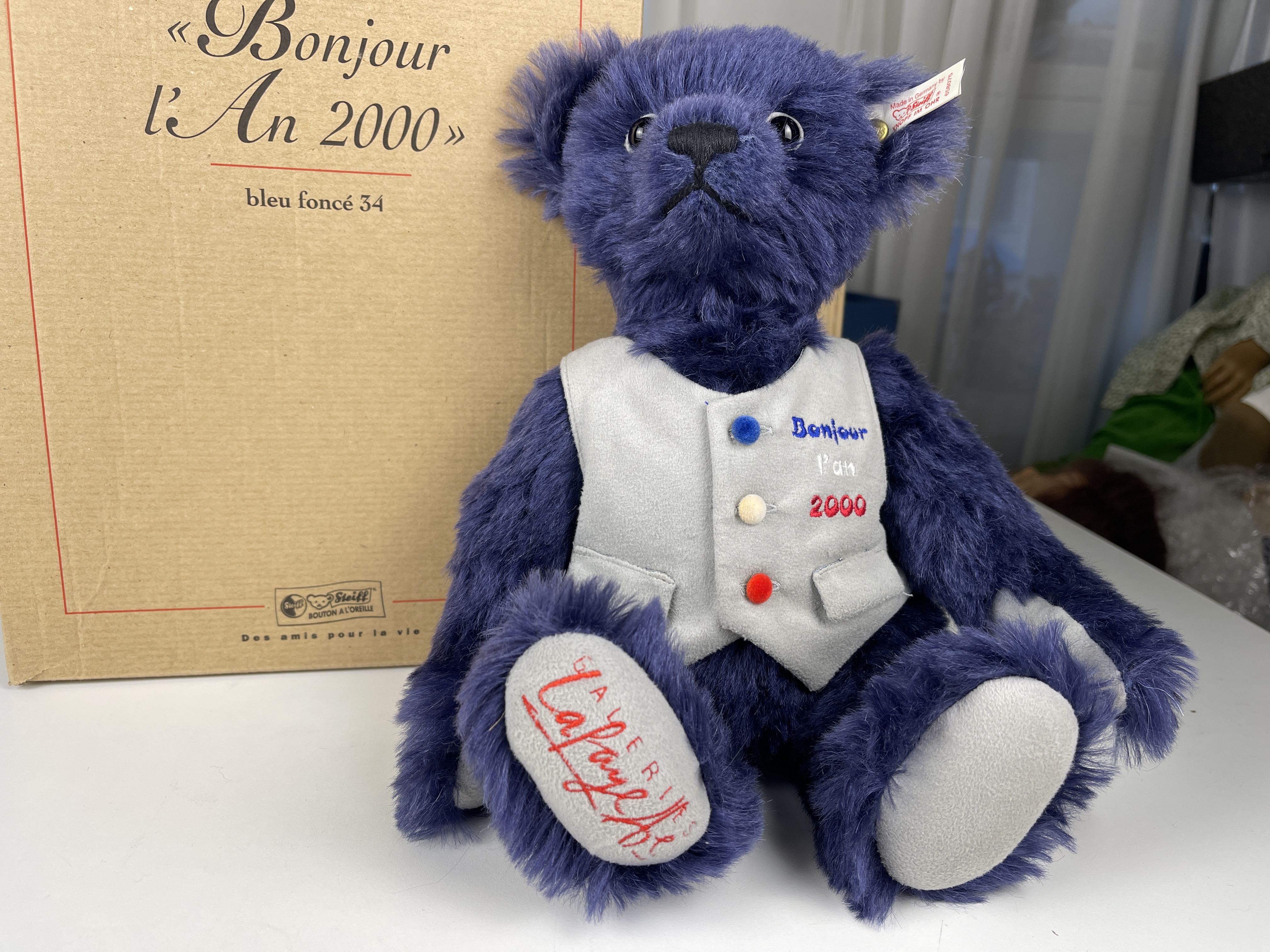 Steiff Teddy Bär 658075 Ours Bonjour l' An 34 cm Top Zustand + OVP