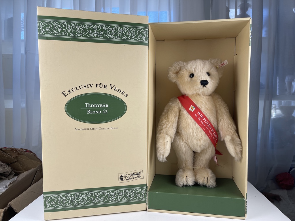 Steiff Tier 650901 Exklusiv für Vedes Teddy Bär Blond 42 cm. Top Zustand + OVP