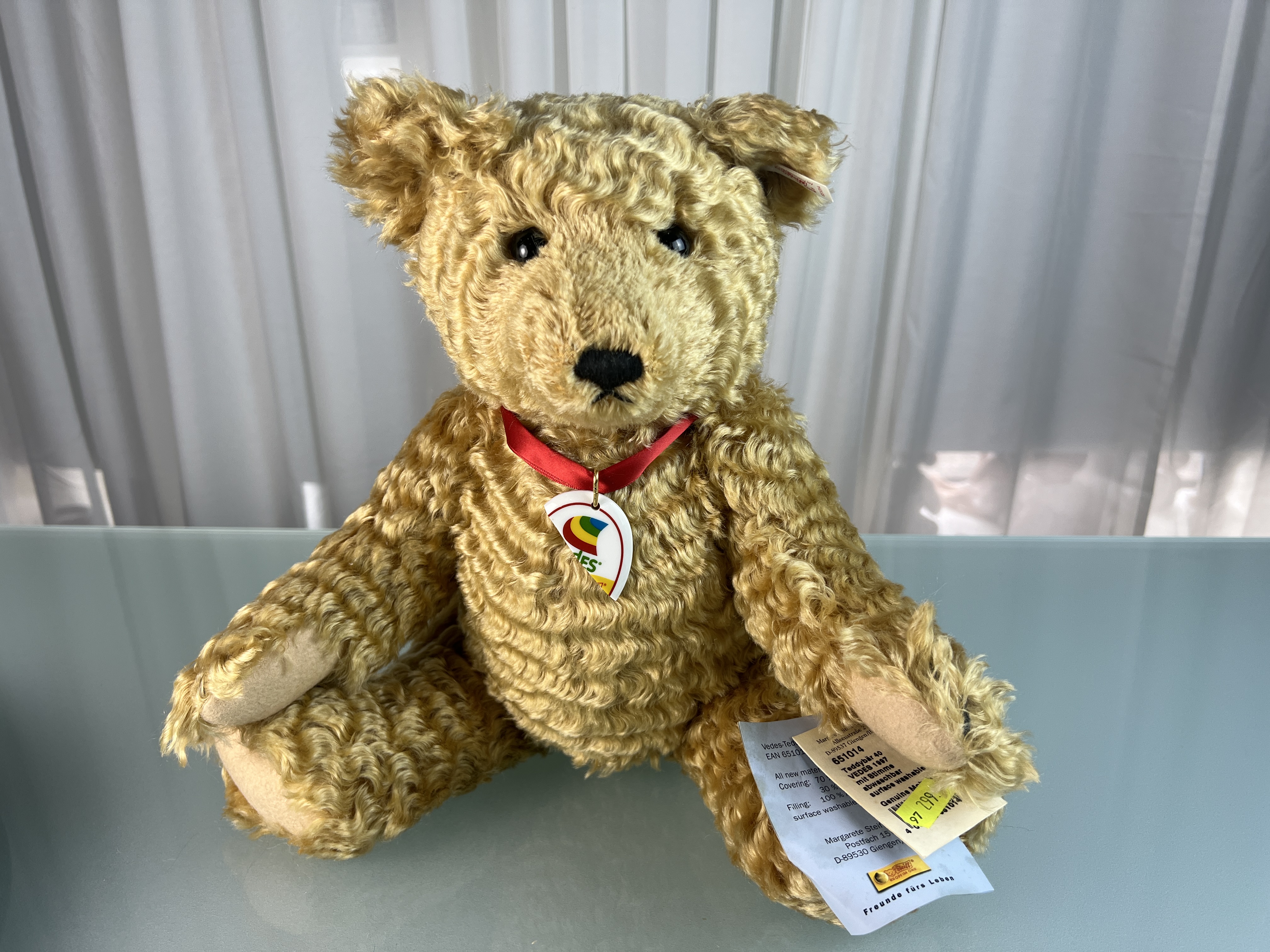 Steiff Tier 651014 Für Vedes Teddy Bär 40 cm. Plakette defekt siehe Fotos 