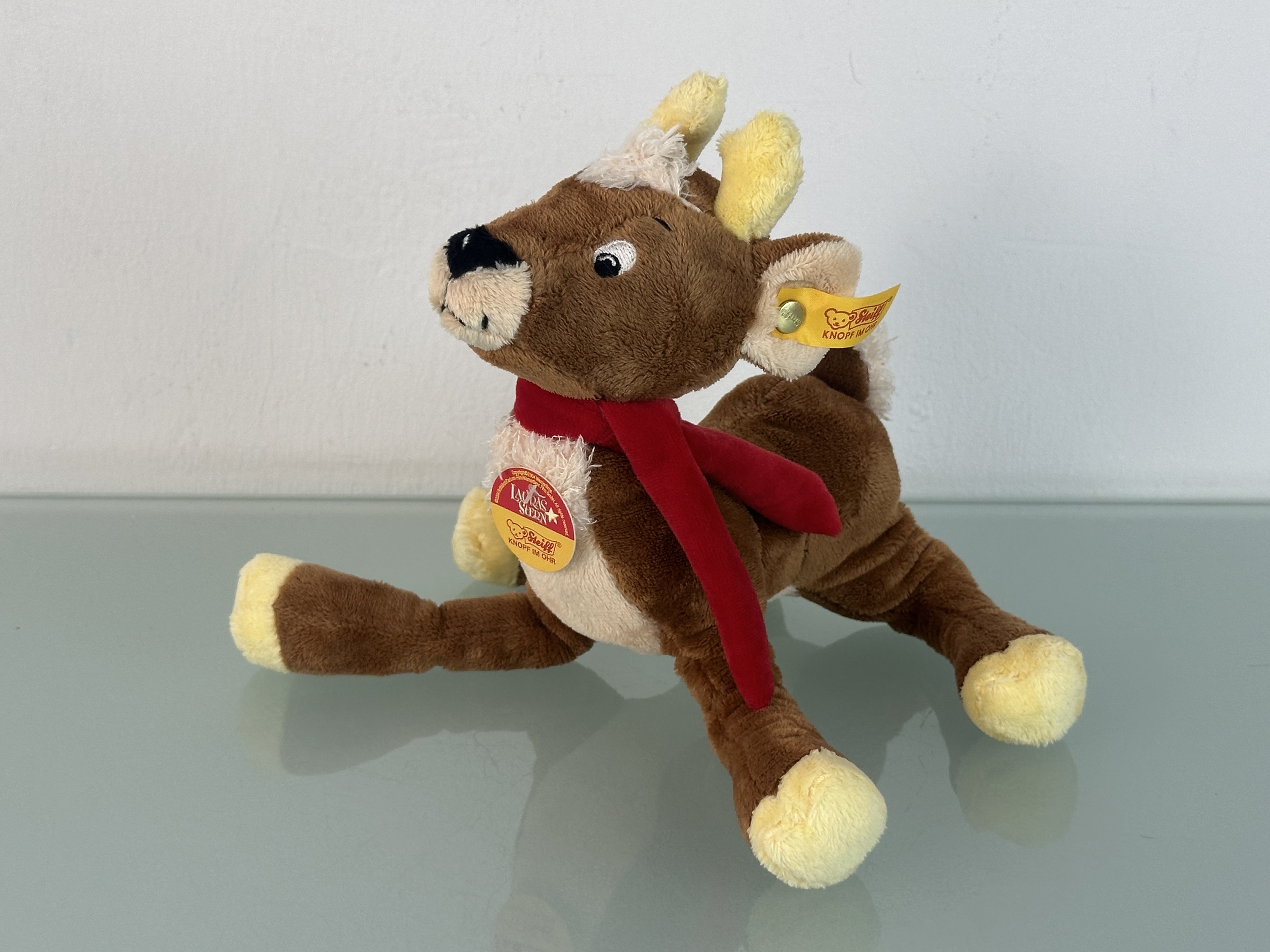Steiff Tier 024139 Lauras Weihnachtsstern Rentier 25x21x7 cm. Top Zustand