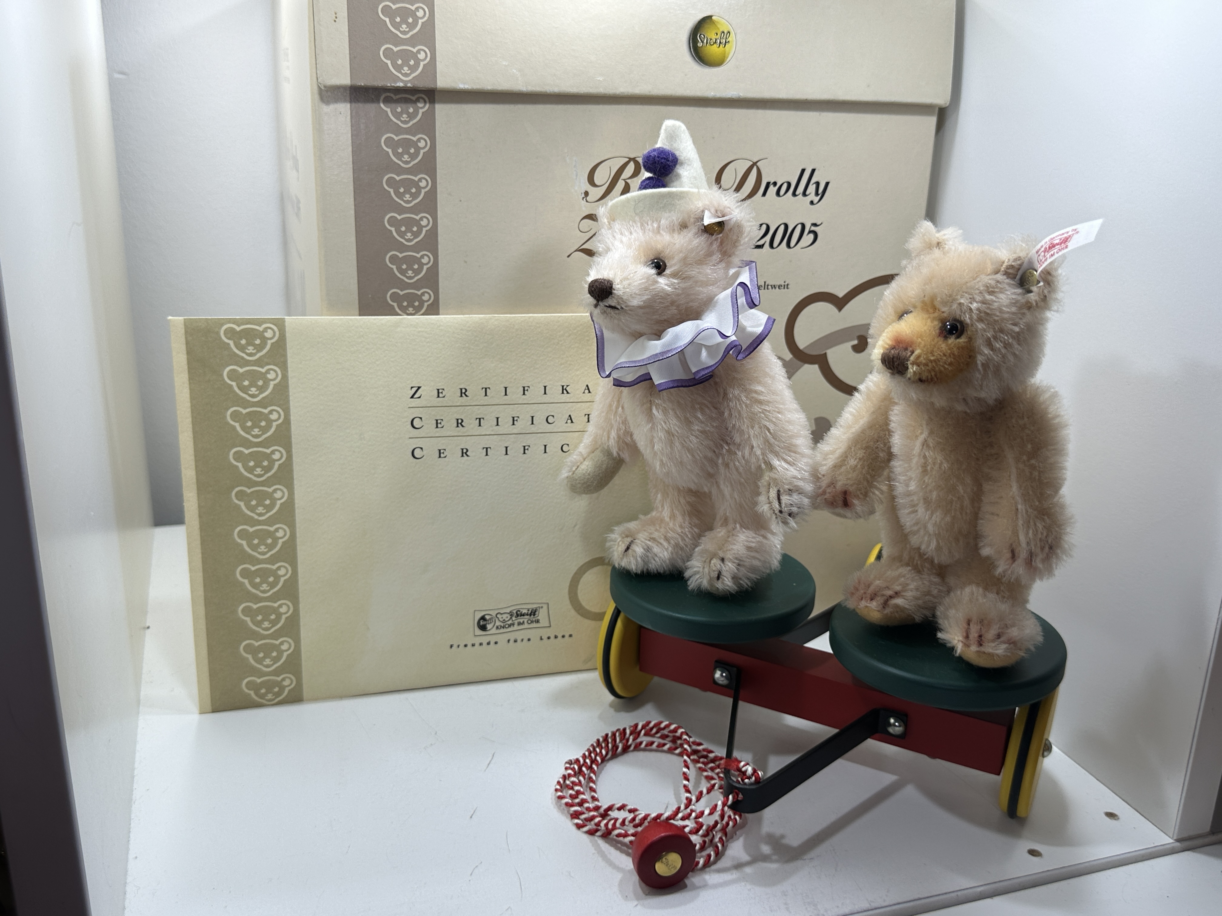 Steiff 037634 Rolly Drolly Ziehwagen 2005 Top Zustand mit OVP & Zertifikat