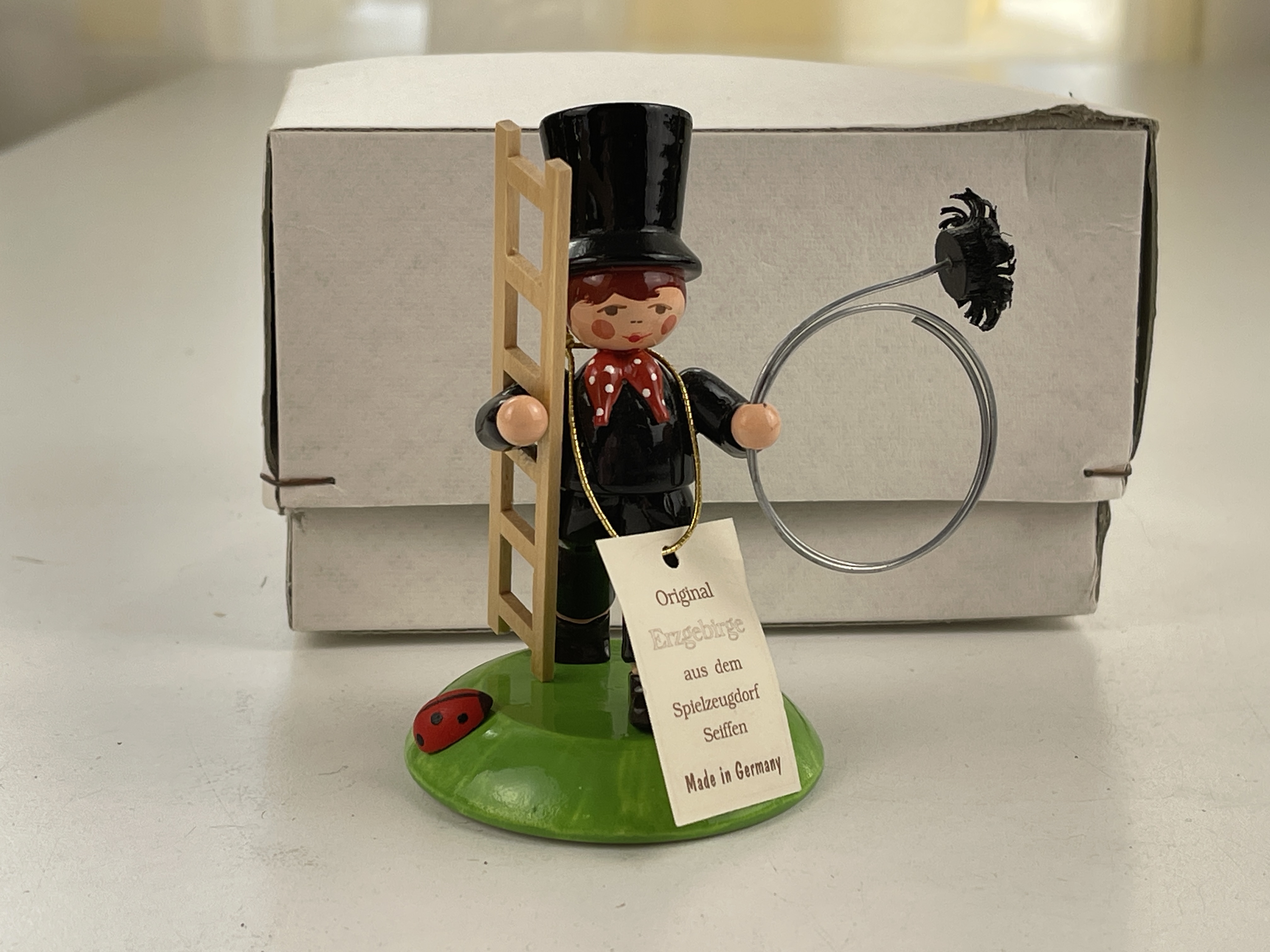 Erzgebirge Seiffener Figur Schornsteinfeger 9,5 cm. Top Zustand  