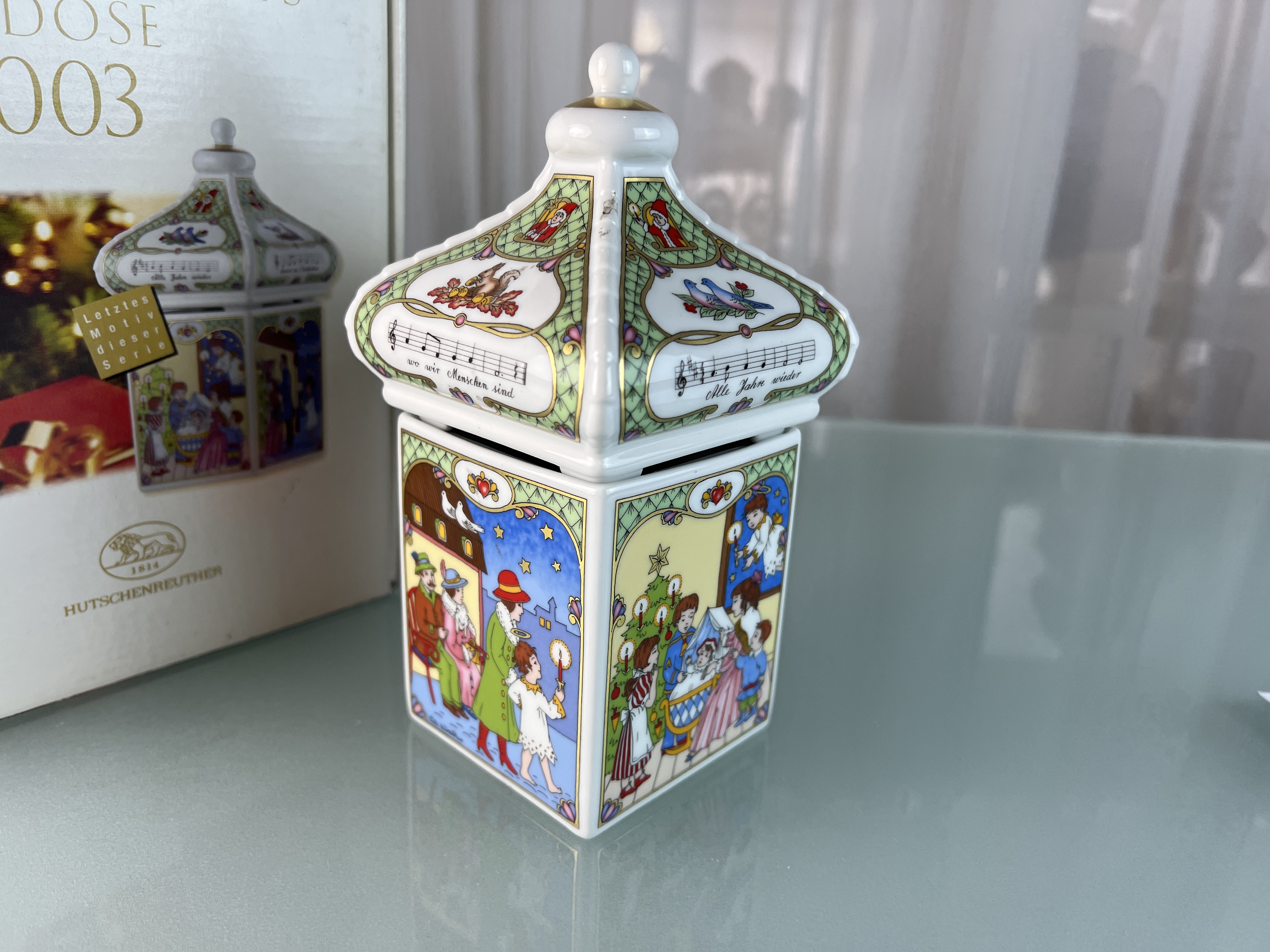  Hutschenreuther Weihnachtsspieldose 2003 Porzellan 20 cm mit Ovp. Top Zustand 