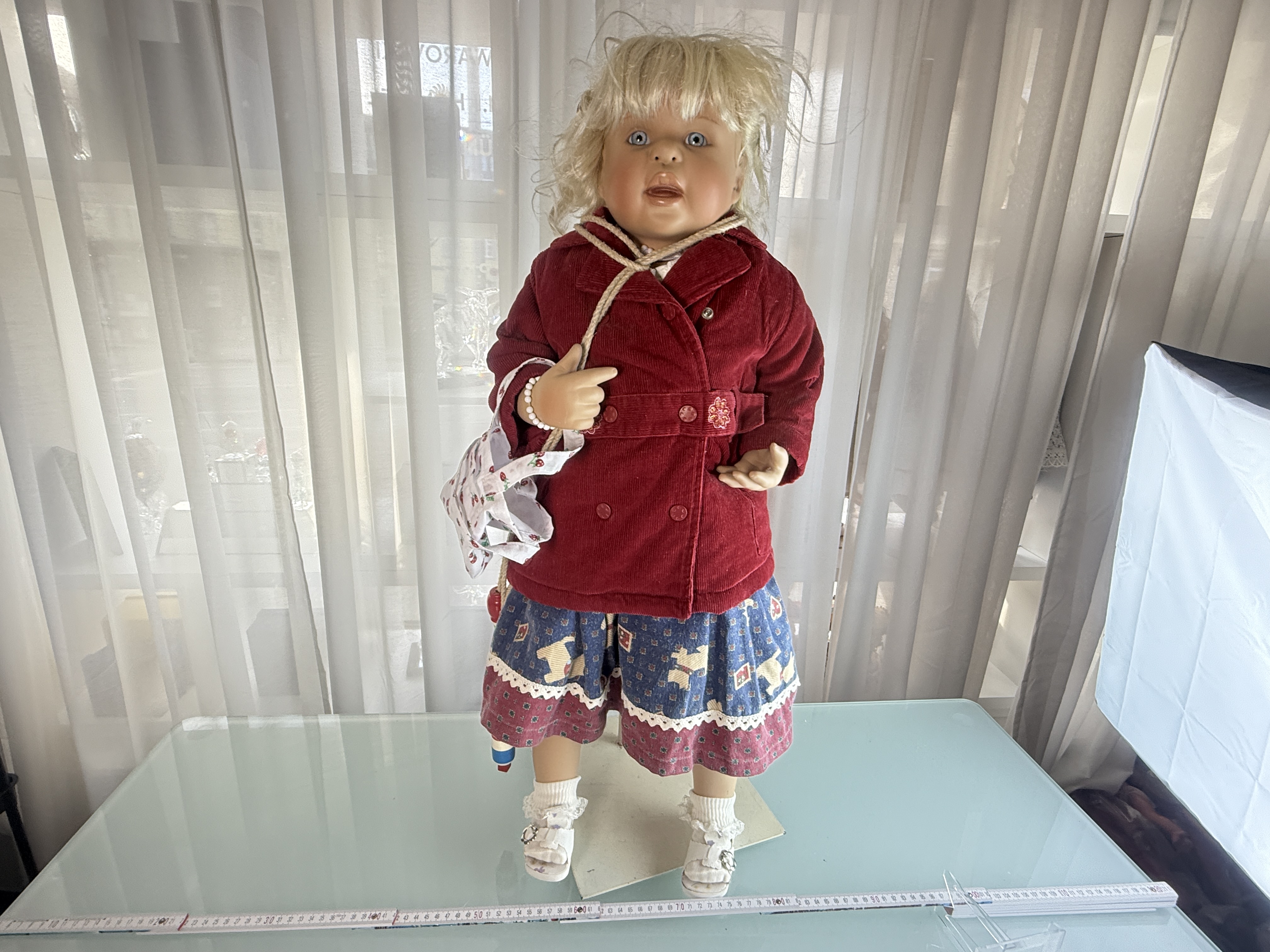 Künstlerpuppe Inge Tenbusch Porzellan Puppe 78 cm. Top Zustand. 