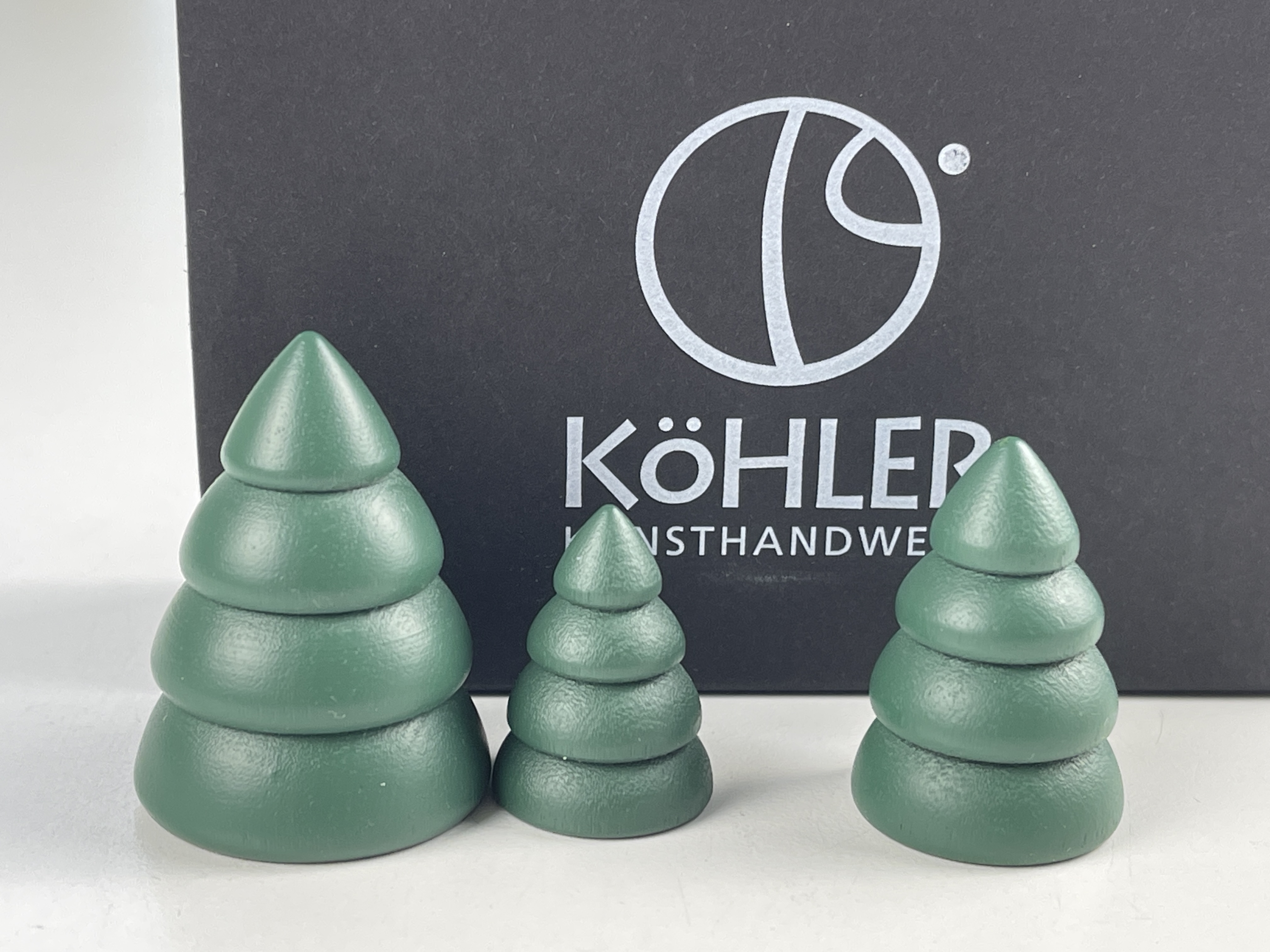 Erzgebirge Figur Köhler Bäume 3 Stück je 3- 4,5 cm. + OVP Top Zustand 