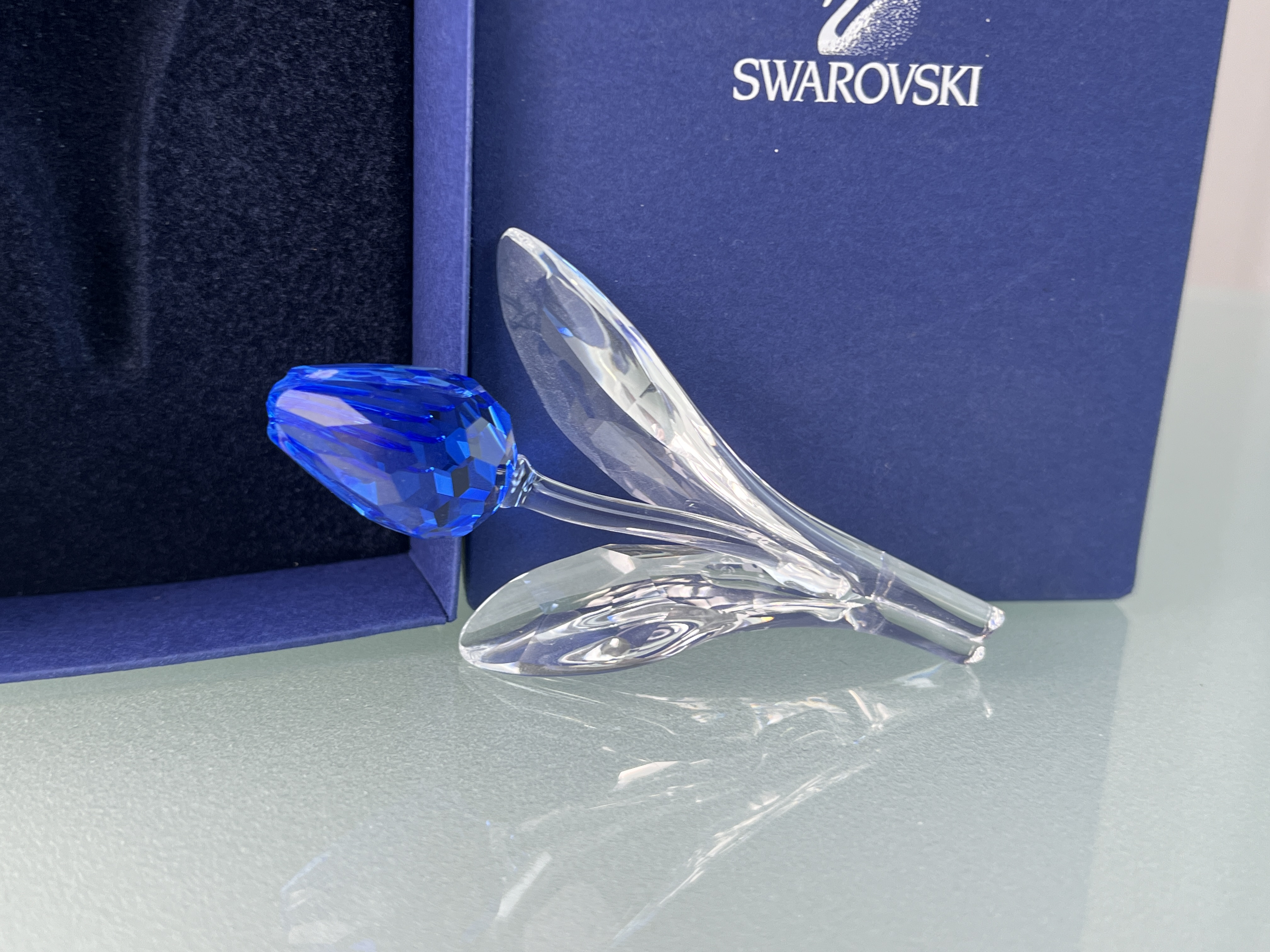  Swarovski Figur Große Tulpe Blau 9 cm. Mit Ovp - Top Zustand