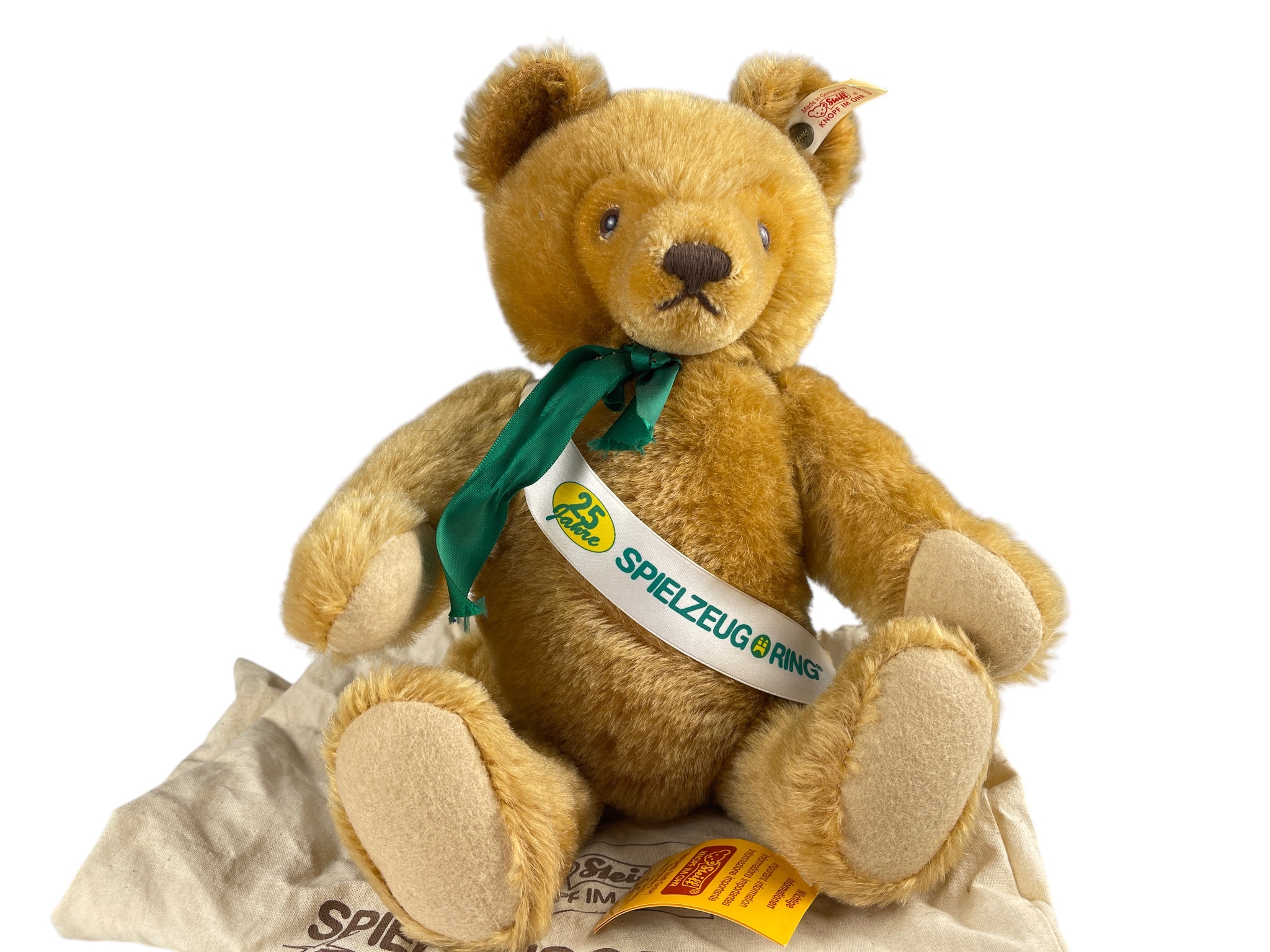 Steiff Tier 650918 Teddybär Spielzeugring 33 cm. Top Zustand
