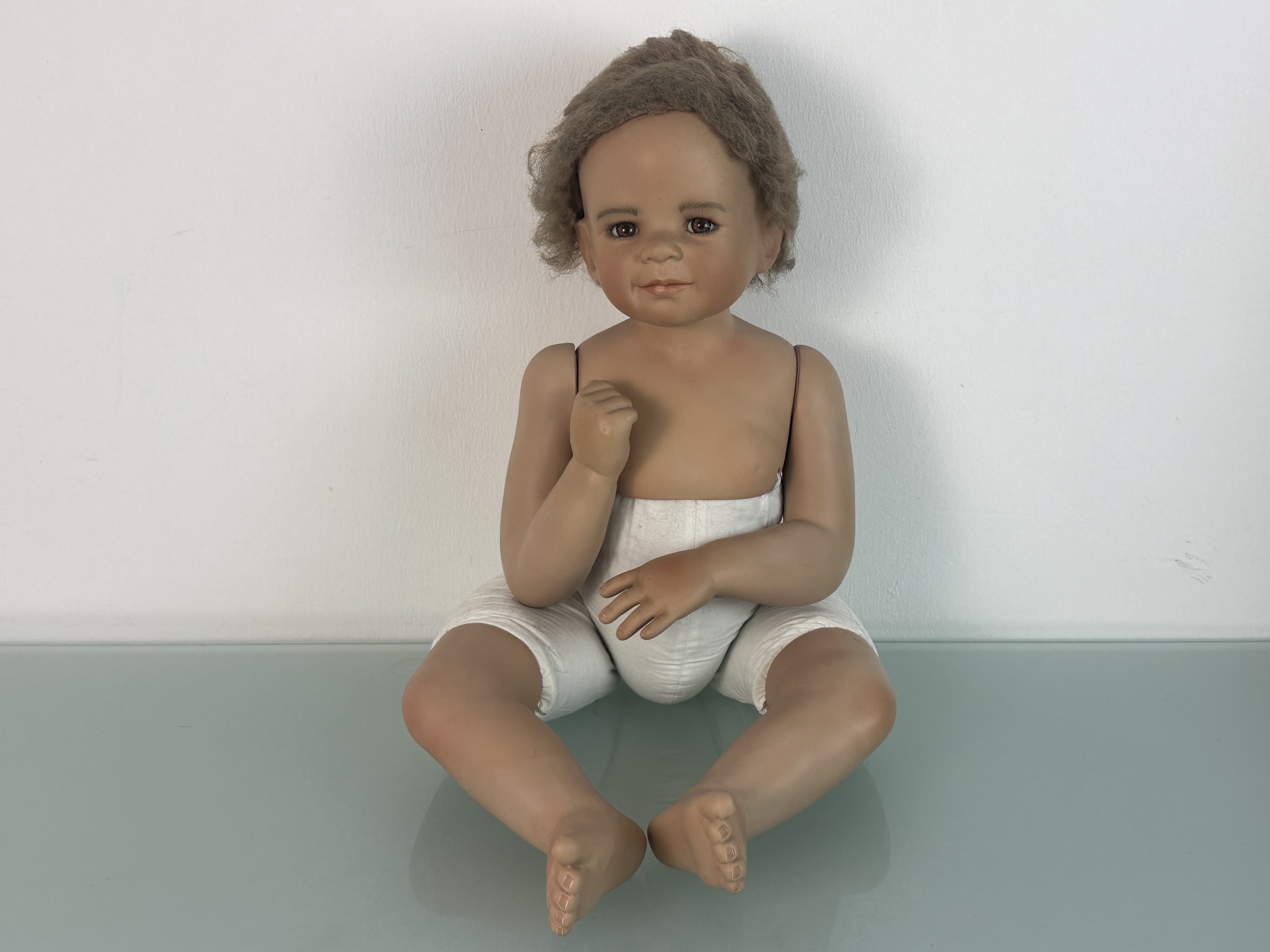Monika Levenig Künstlerpuppe Porzellan Puppe 67 cm. Top Zustand