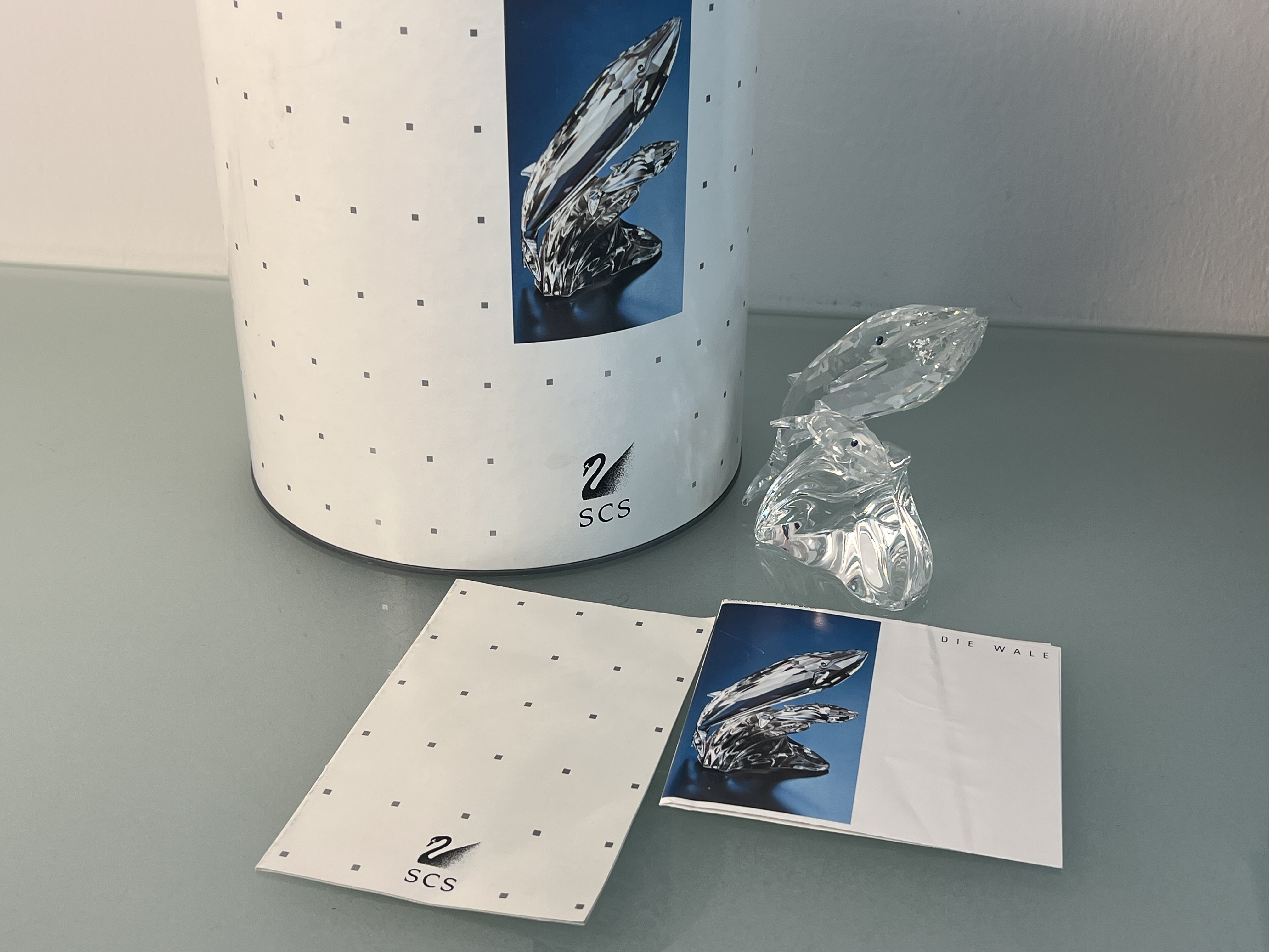 Swarovski Figur 164614 Jahresfigur 1992 Die Wale 11 cm. Ovp + Zertifikat. Top Zustand 